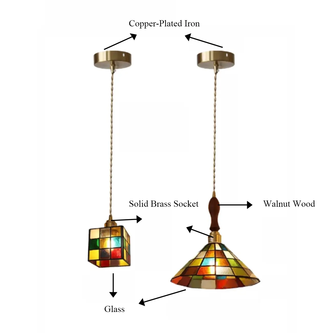 Multi-Color Glass Adjustable Hanging Pendant Light for Indoor Image - 7 | homeyfad