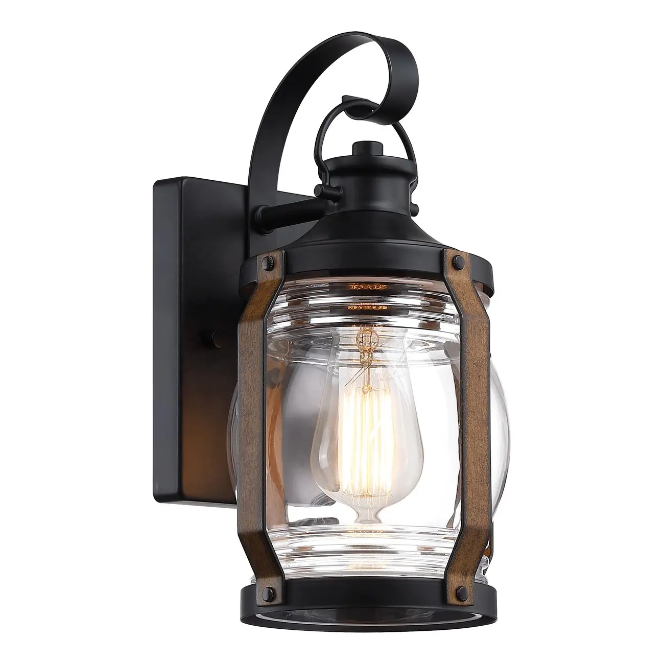 12" Industrial Black Glass Farmhouse Outdoor Wall Light  Image - 7 | homeyfad