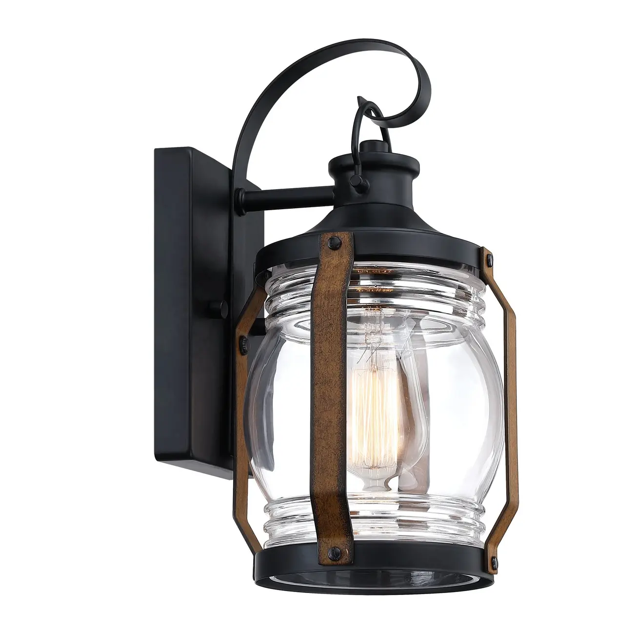 12" Industrial Black Glass Farmhouse Outdoor Wall Light  Image - 8 | homeyfad