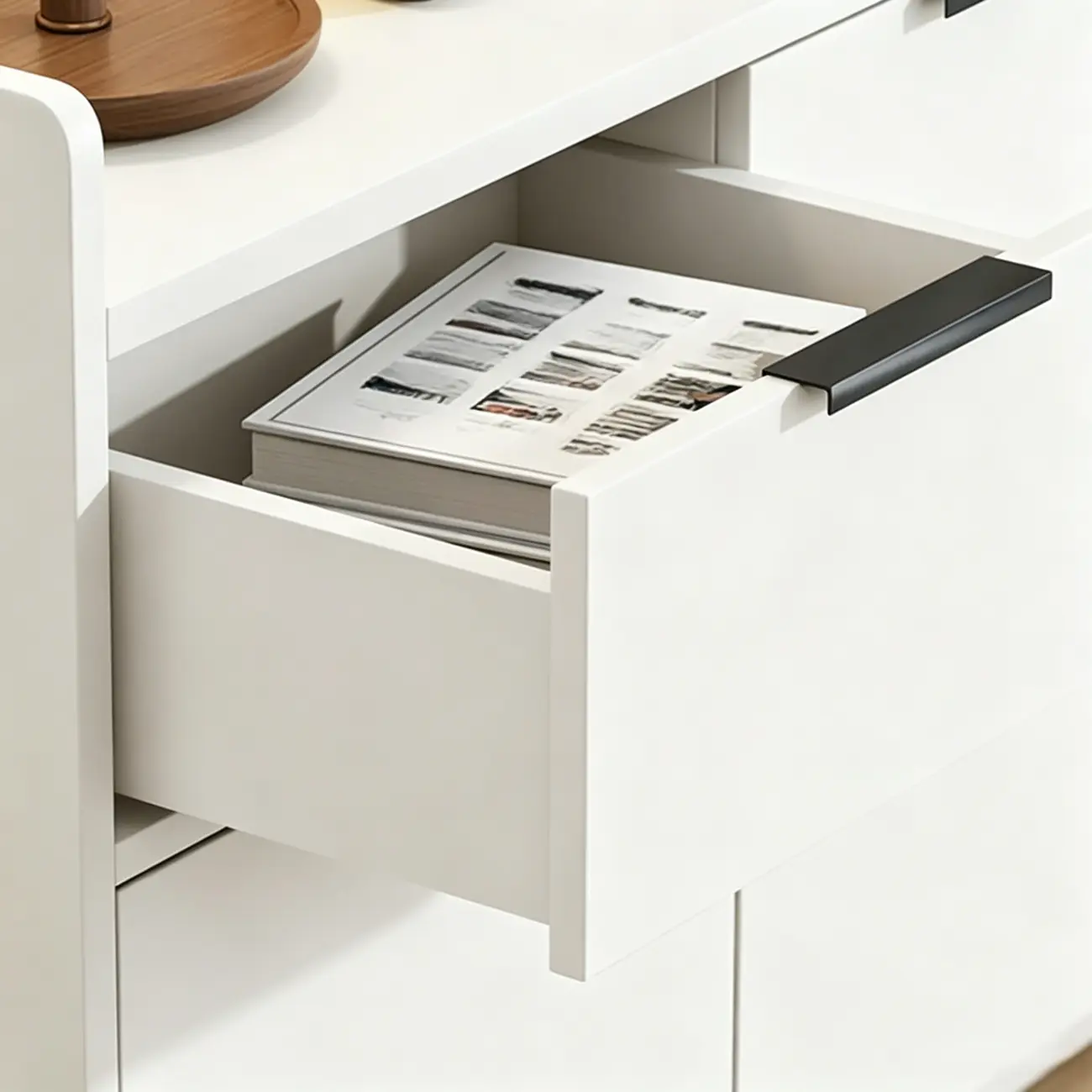 White Curved Panel Shoe Cabinet with Open Base Storages Image - 23 | homeyfad