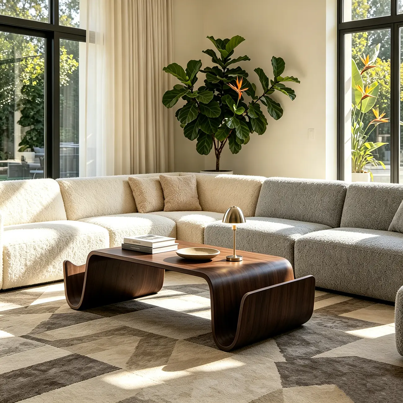 Modern Bentwood Minimalist Large Coffee Table Image - 3 | homeyfad