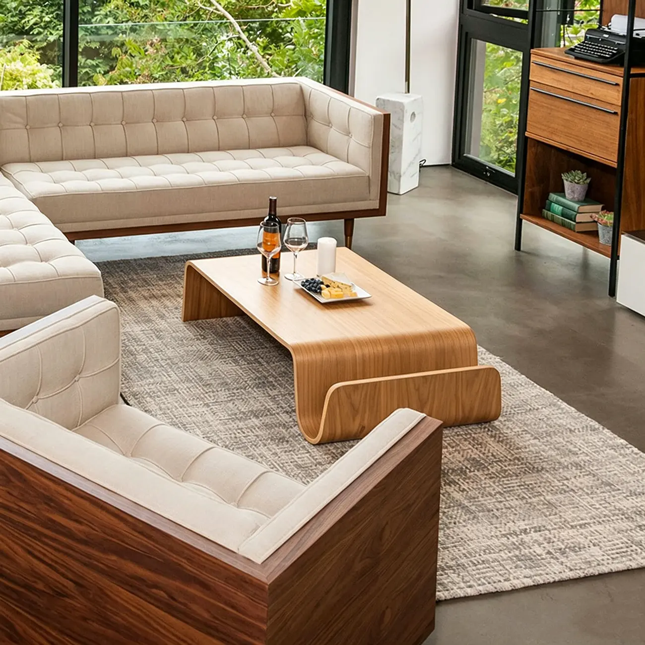 Modern Bentwood Minimalist Large Coffee Table Image - 5 | homeyfad