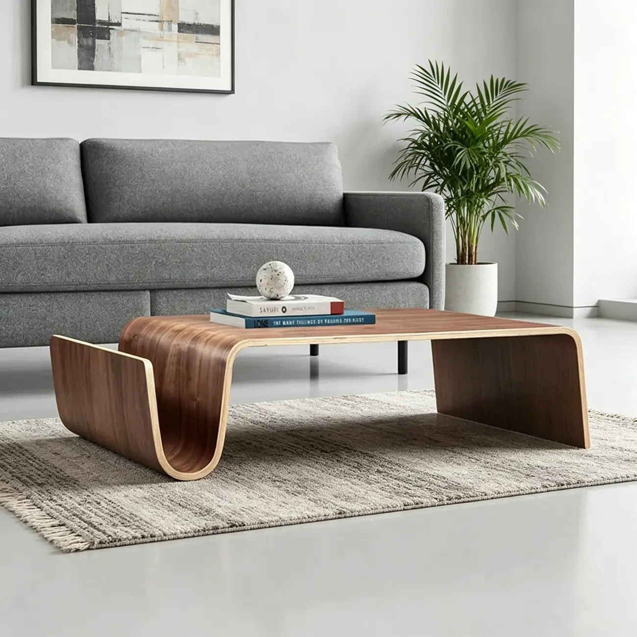 Modern Bentwood Minimalist Large Coffee Table Image - 4 | homeyfad