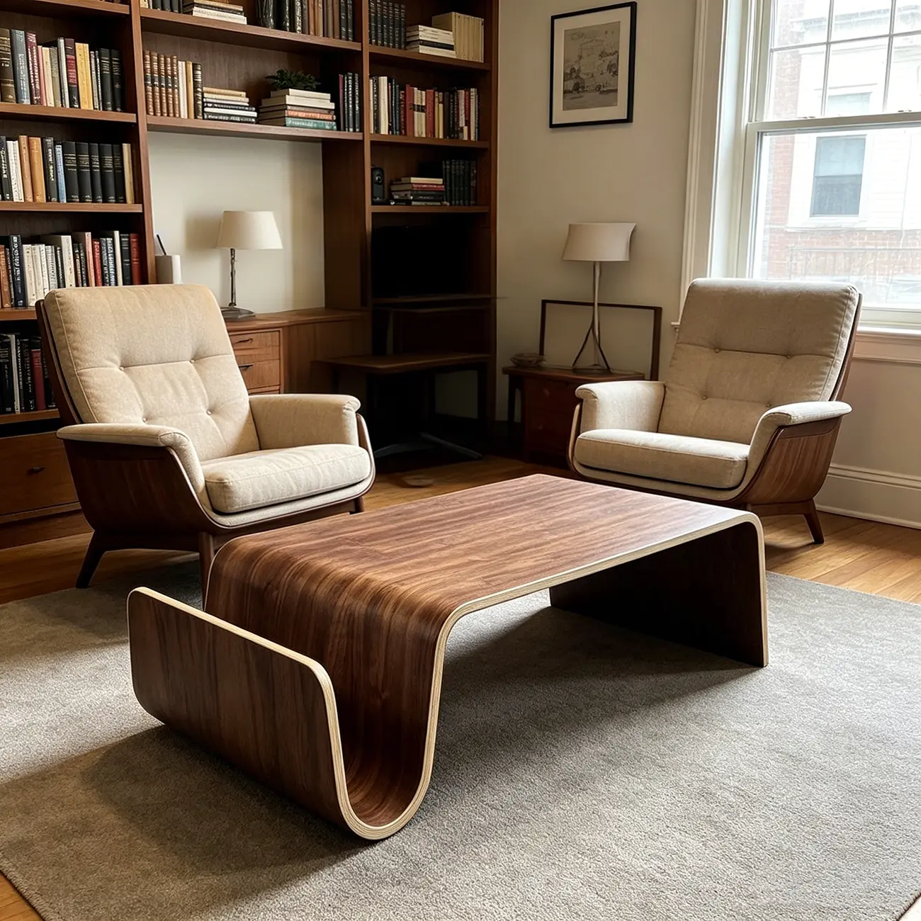 Modern Bentwood Minimalist Large Coffee Table Image - 7 | homeyfad
