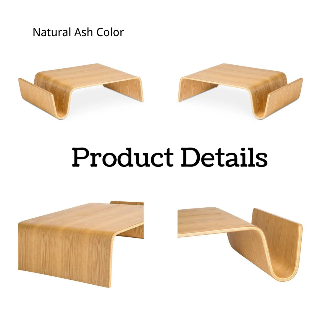 Modern Bentwood Minimalist Large Coffee Table Image - 8 | homeyfad