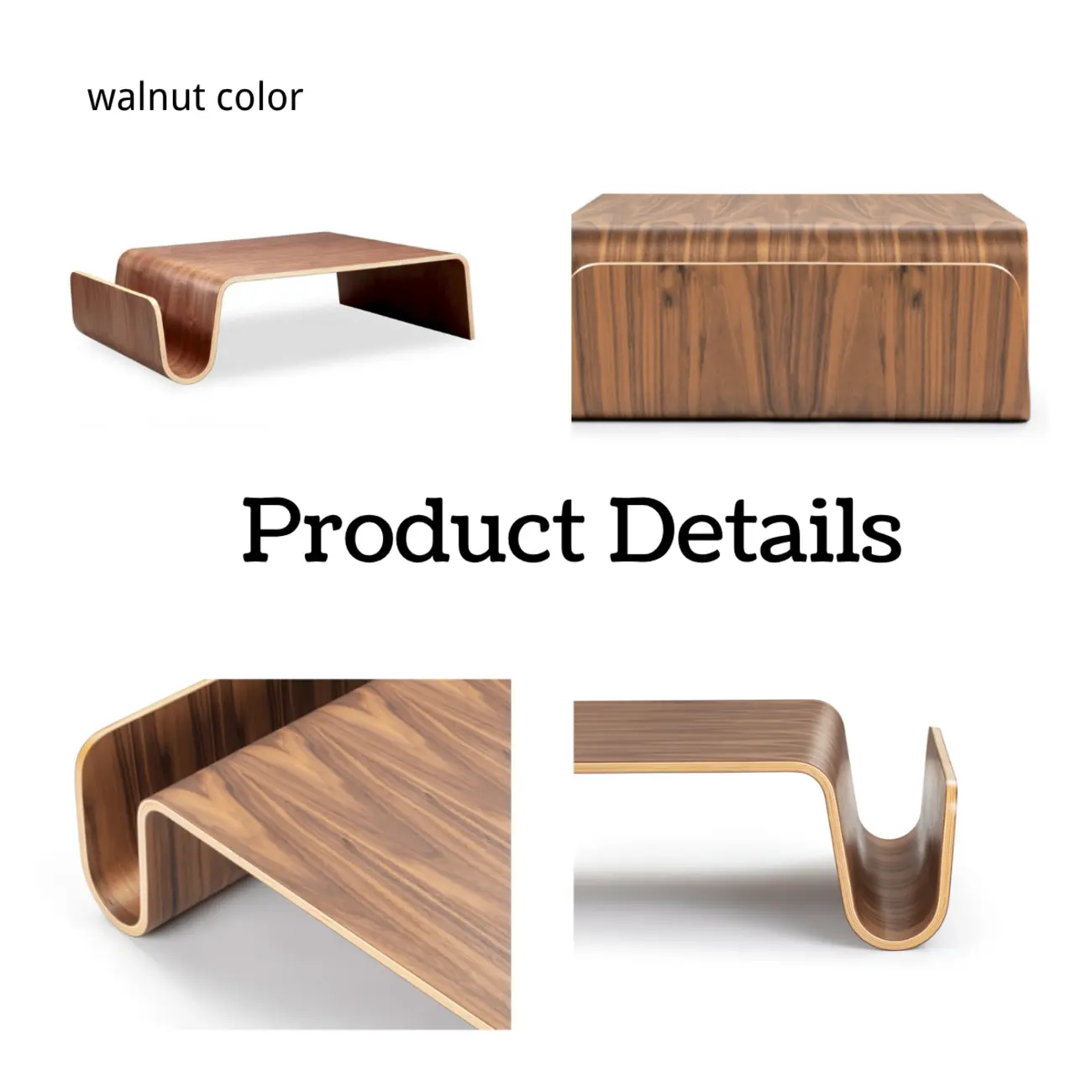 Modern Bentwood Minimalist Large Coffee Table Image - 9 | homeyfad