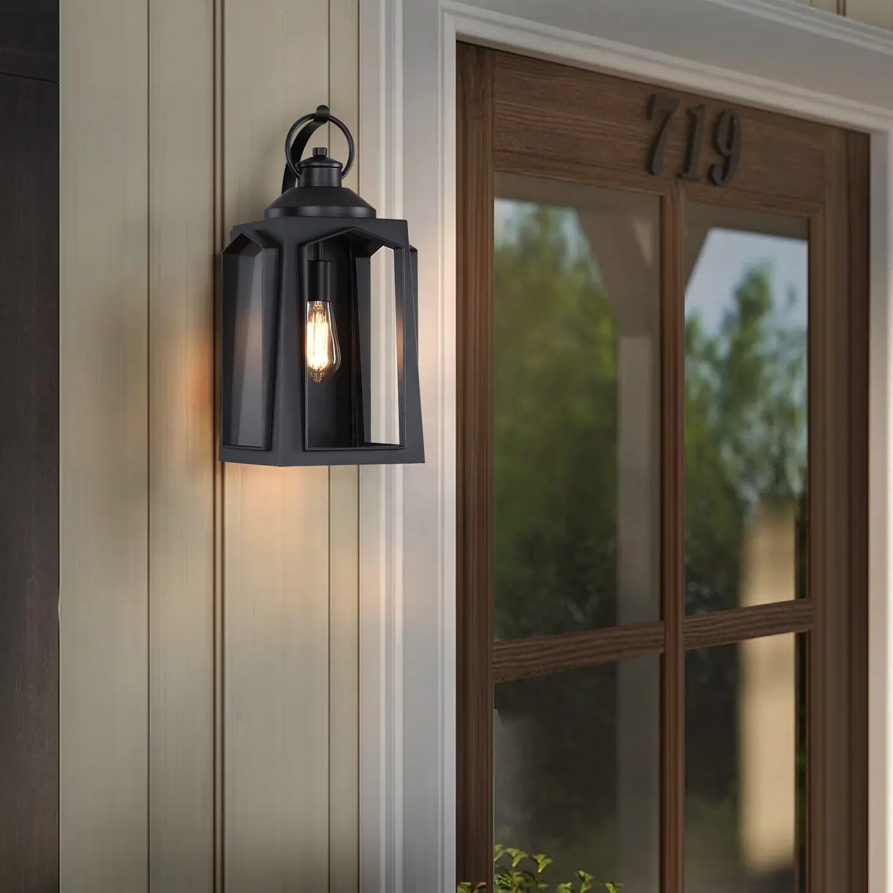 19.23" Modern Matte Black Waterproof Outdoor Wall Light Fixture Image - 2 | homeyfad