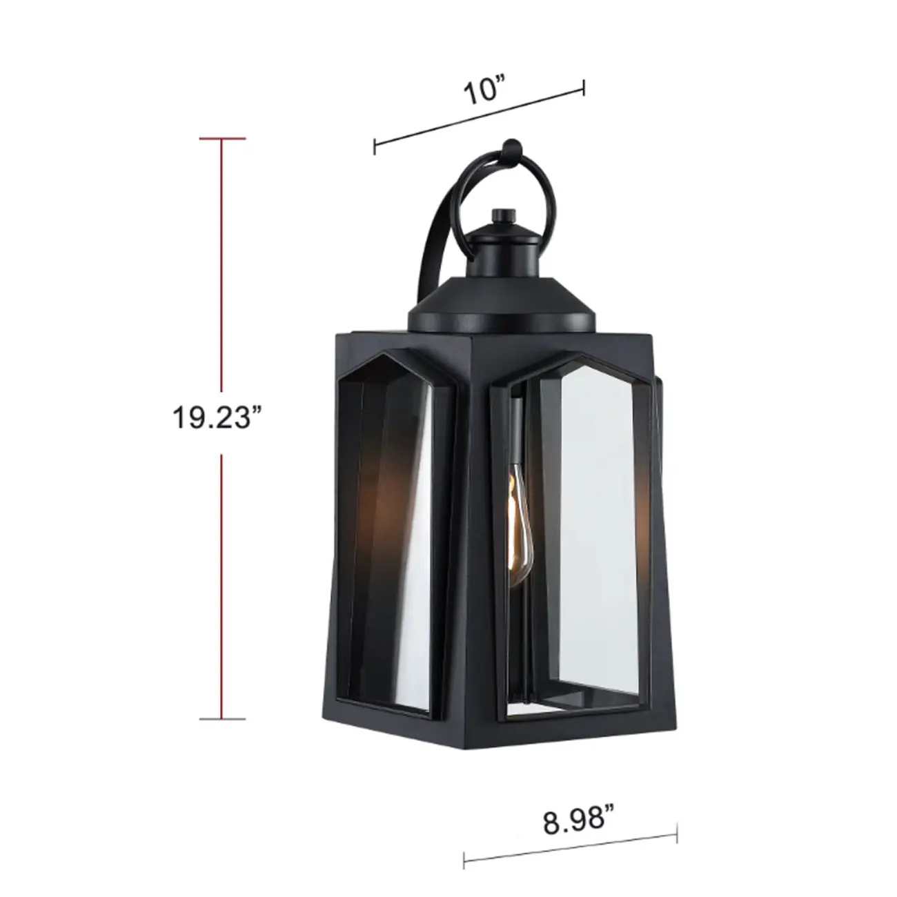 19.23" Modern Matte Black Waterproof Outdoor Wall Light Fixture #size | homeyfad