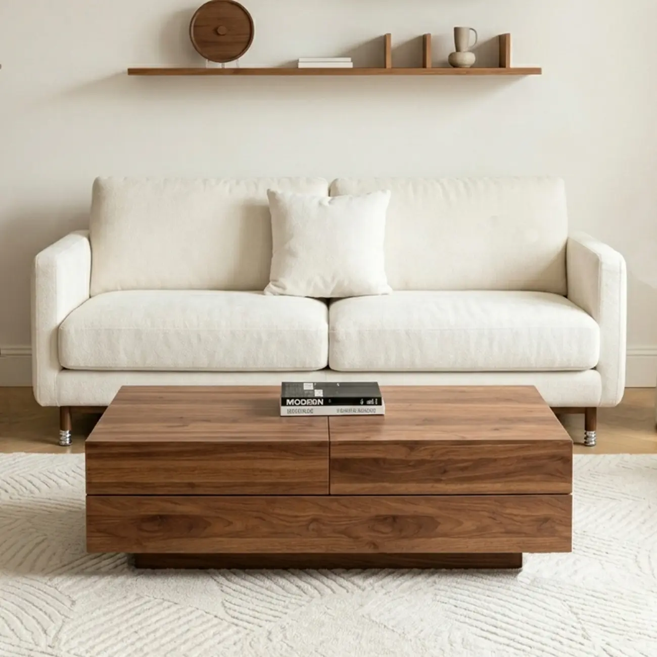 Mid-Century Modern Walnut Color Expandable Storage Coffee Table Image - 10 | homeyfad