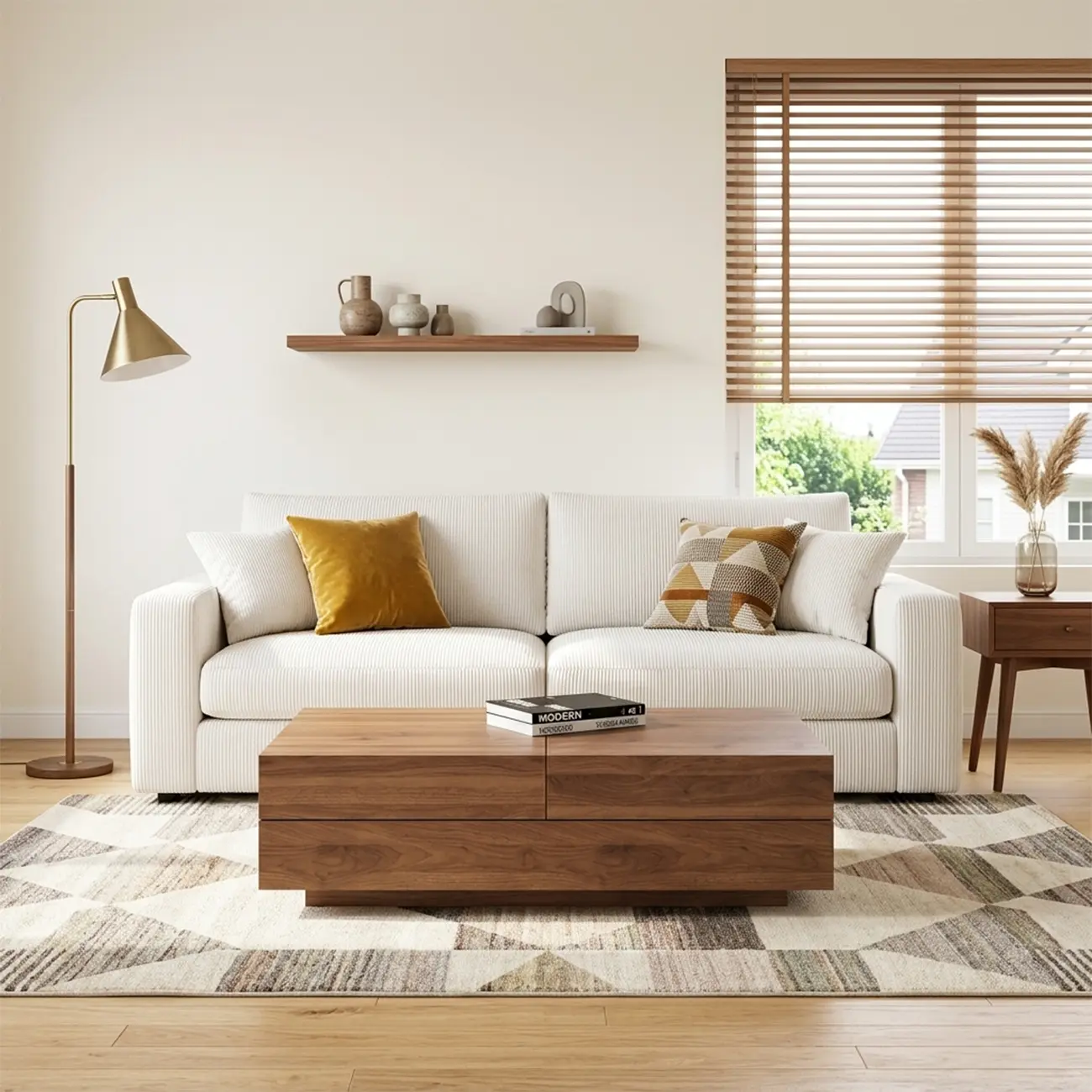 Mid-Century Modern Walnut Color Expandable Storage Coffee Table Image - 3 | homeyfad