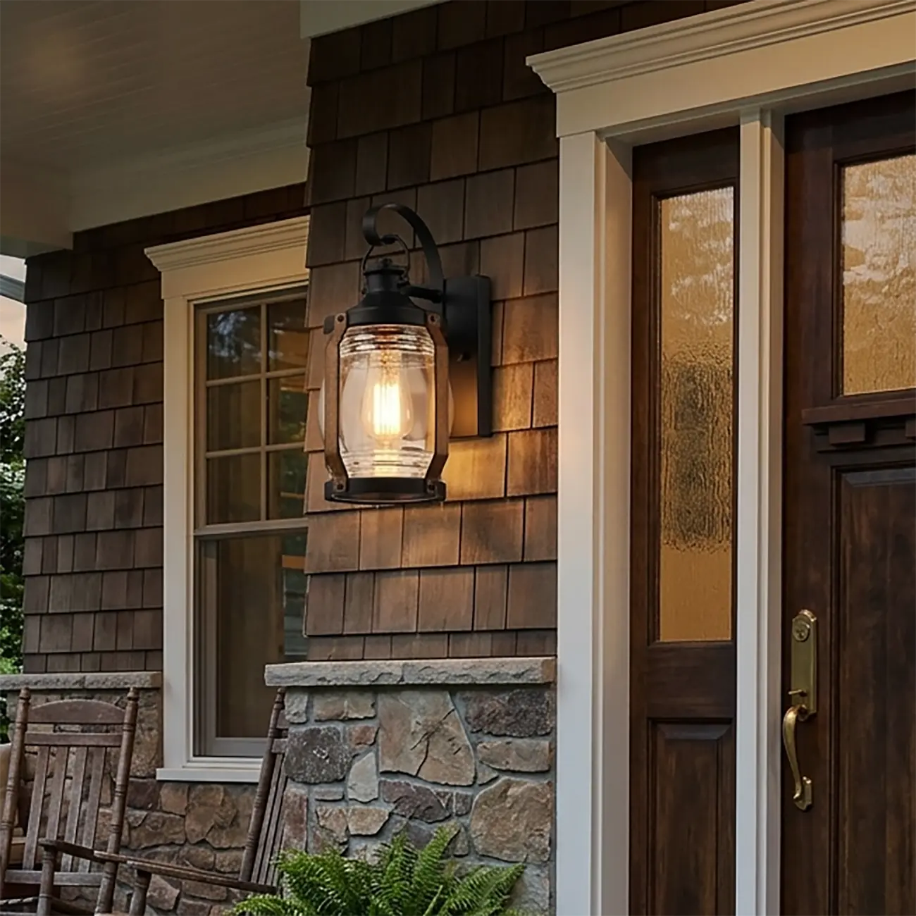 12" Industrial Black Glass Farmhouse Outdoor Wall Light  Image - 2 | homeyfad