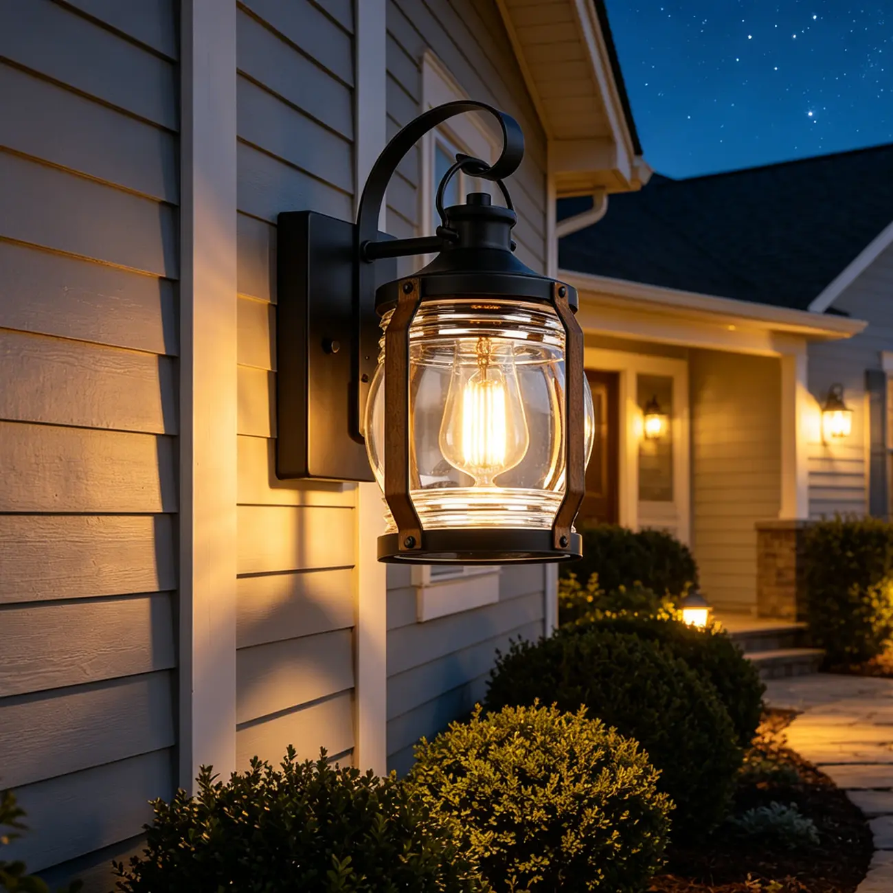 12" Industrial Black Glass Farmhouse Outdoor Wall Light  Image - 1 | homeyfad