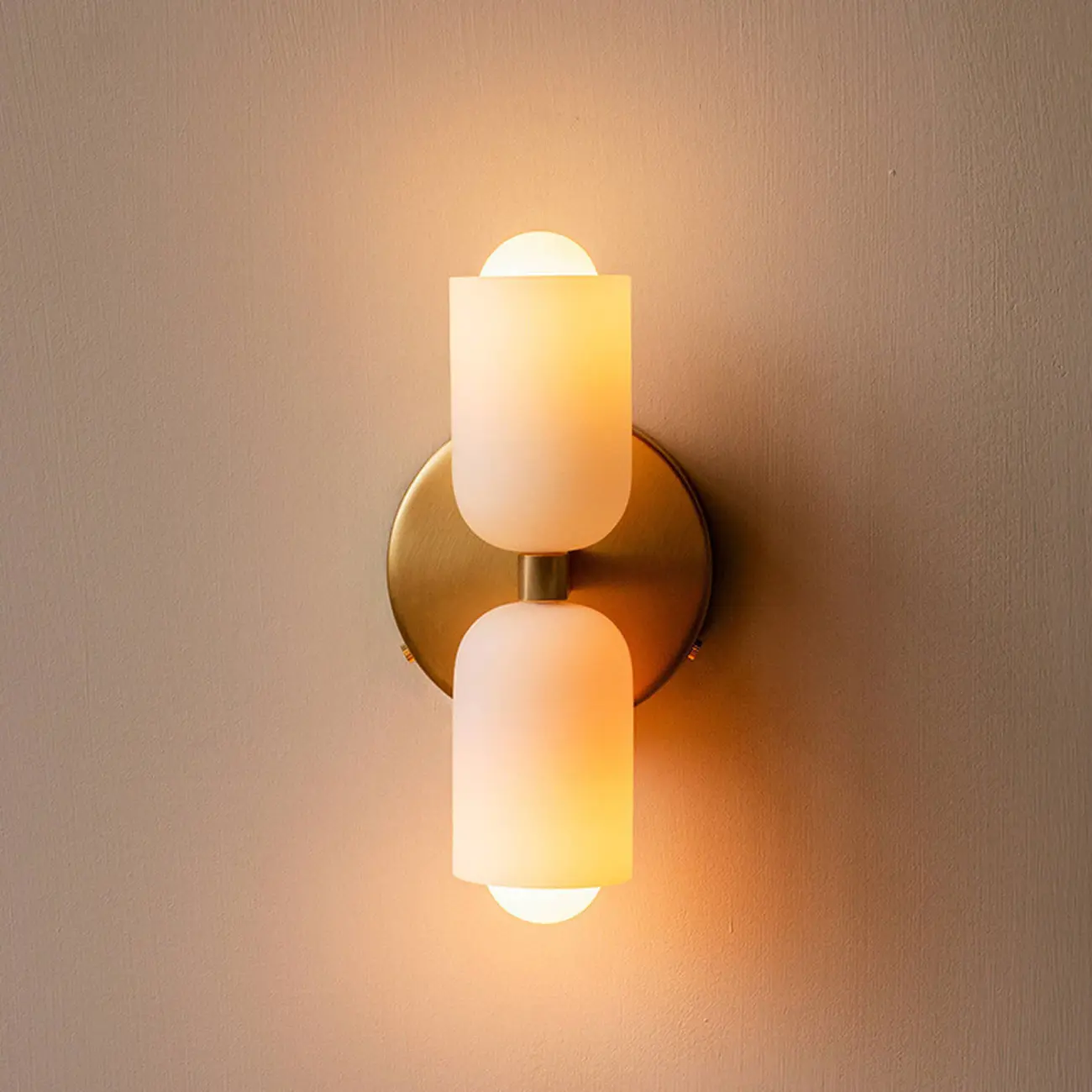 Modern 2-Light White Glass Up Down Wall Sconce Image - 1 | homeyfad