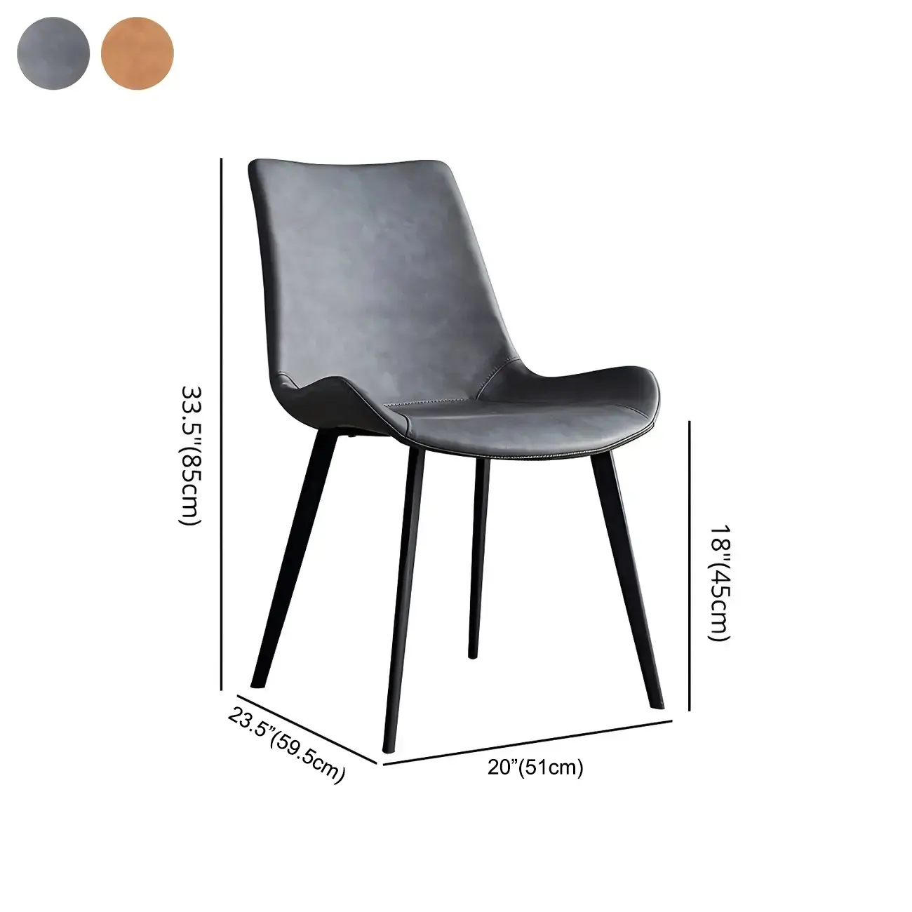 Industrial Modern Dining Chairs Set of 2 with Leather Upholstery #size | homeyfad