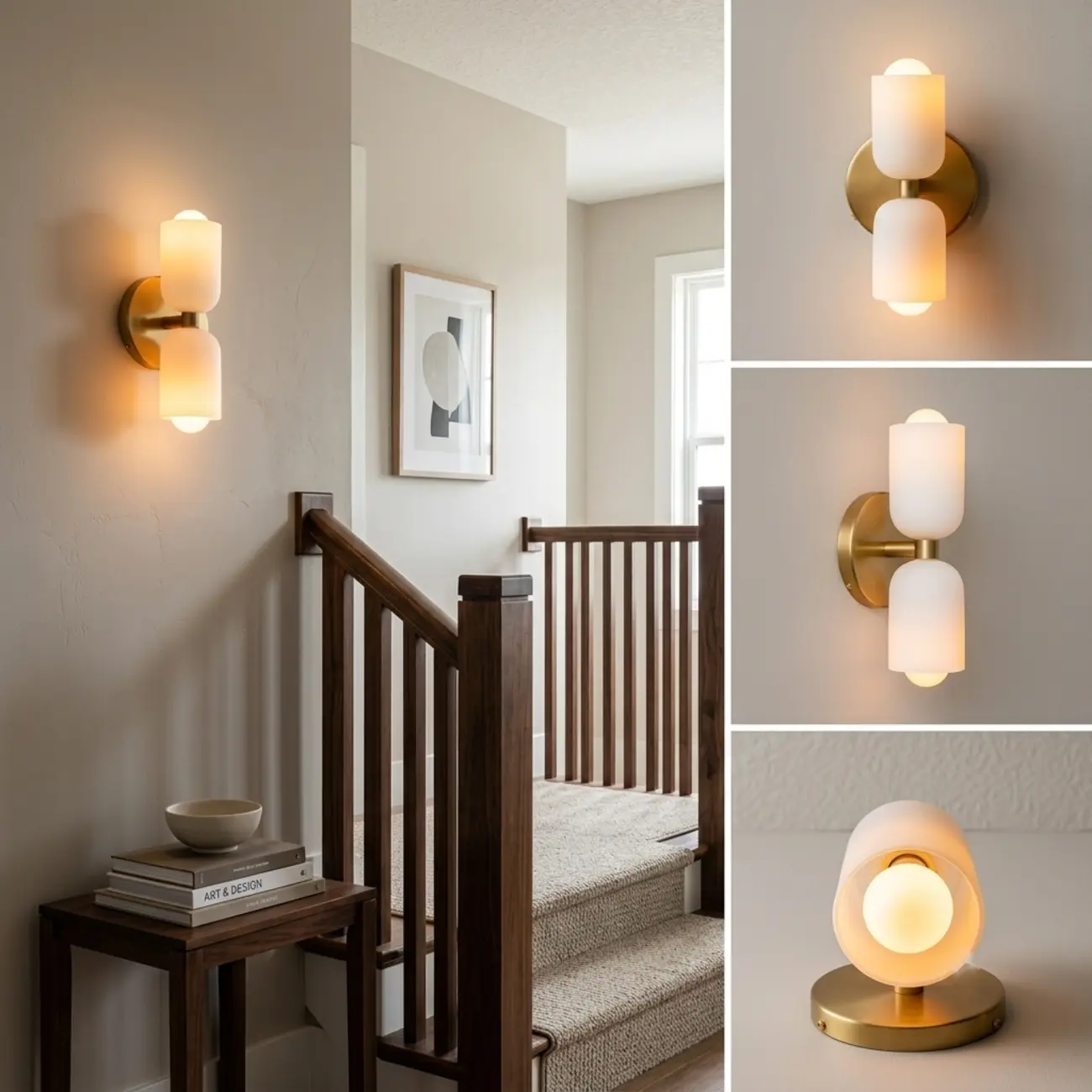Modern 2-Light White Glass Up Down Wall Sconce Image - 3 | homeyfad
