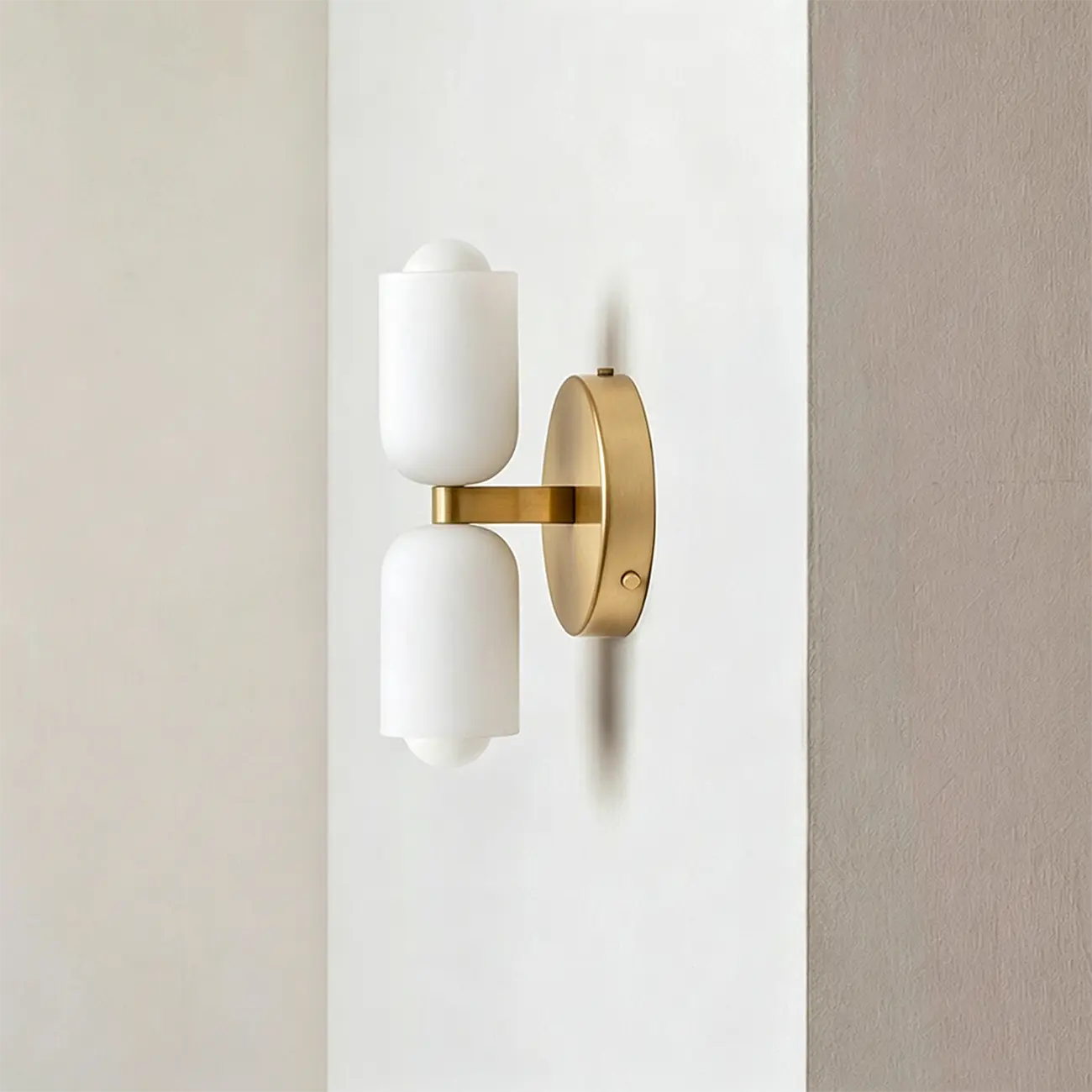 Modern 2-Light White Glass Up Down Wall Sconce Image - 2 | homeyfad