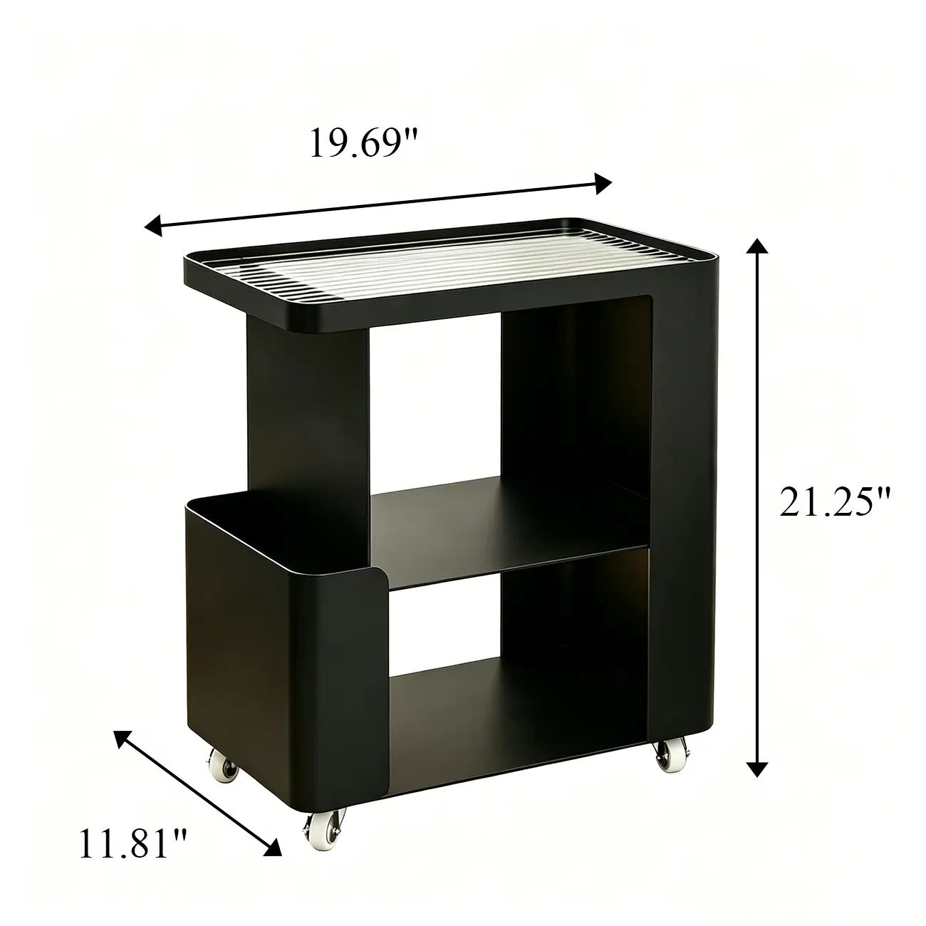 Postmodern 3 Shelves Open Storage Rolling Nightstand with Light Image - 9 | homeyfad