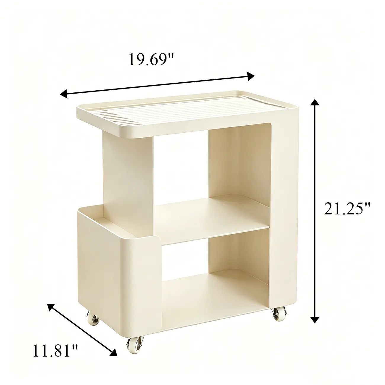 Postmodern 3 Shelves Open Storage Rolling Nightstand with Light Image - 10 | homeyfad