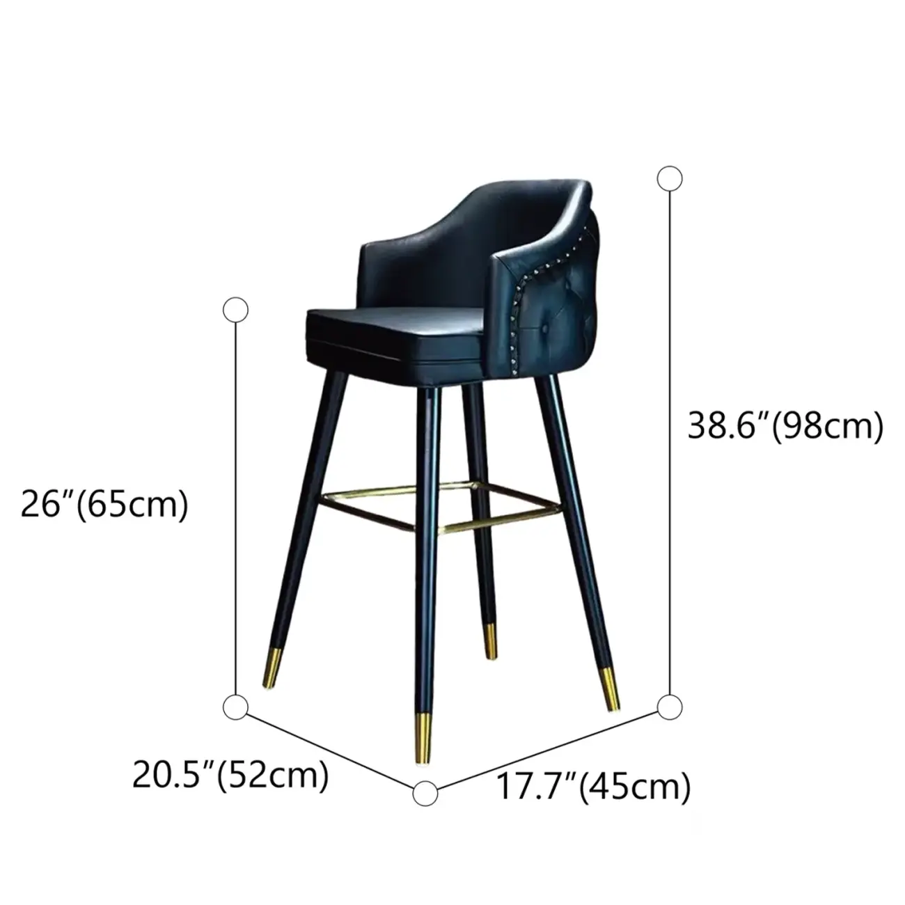 Mid-century Modern Upholstered Tufted Back Tuxedo Counter Stools #size | homeyfad