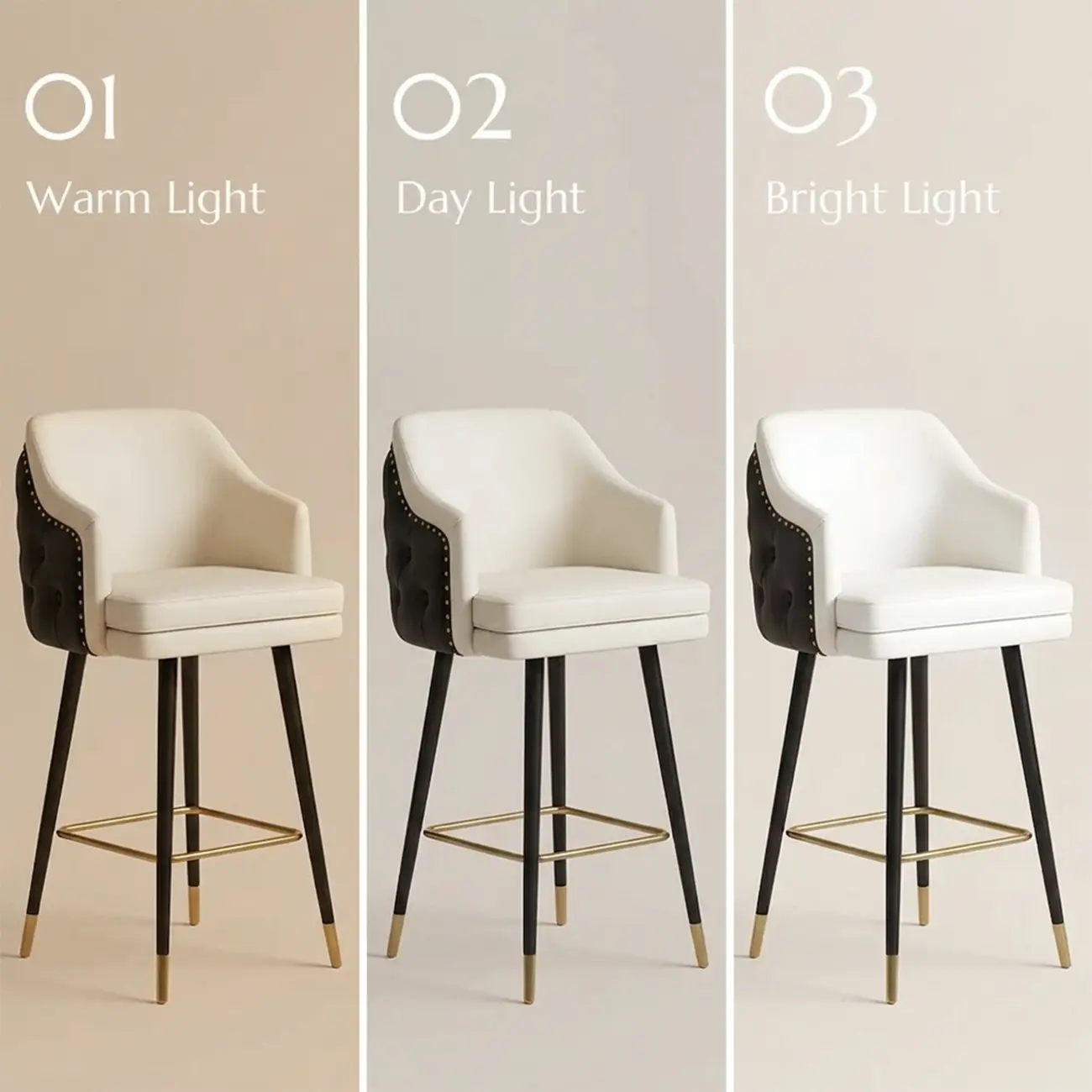 Mid-century Modern Upholstered Tufted Back Tuxedo Counter Stools Image - 9 | homeyfad