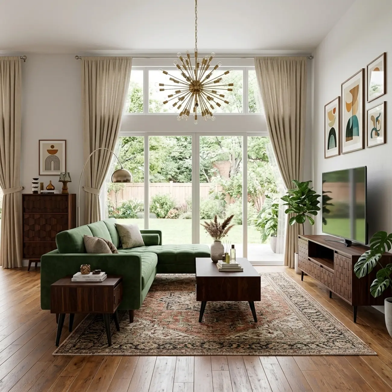 78" Mid-Century Modern Walnut TV Stand for TVs Up to 85" Image - 11 | homeyfad