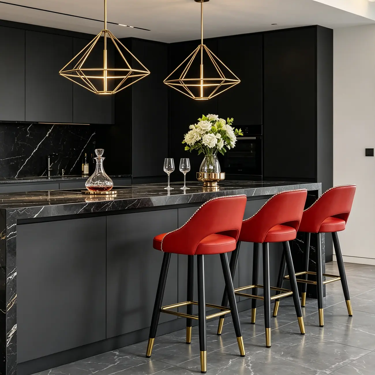 Modern Round Faux Leather Curved Back Bar Stools Image - 10 | homeyfad