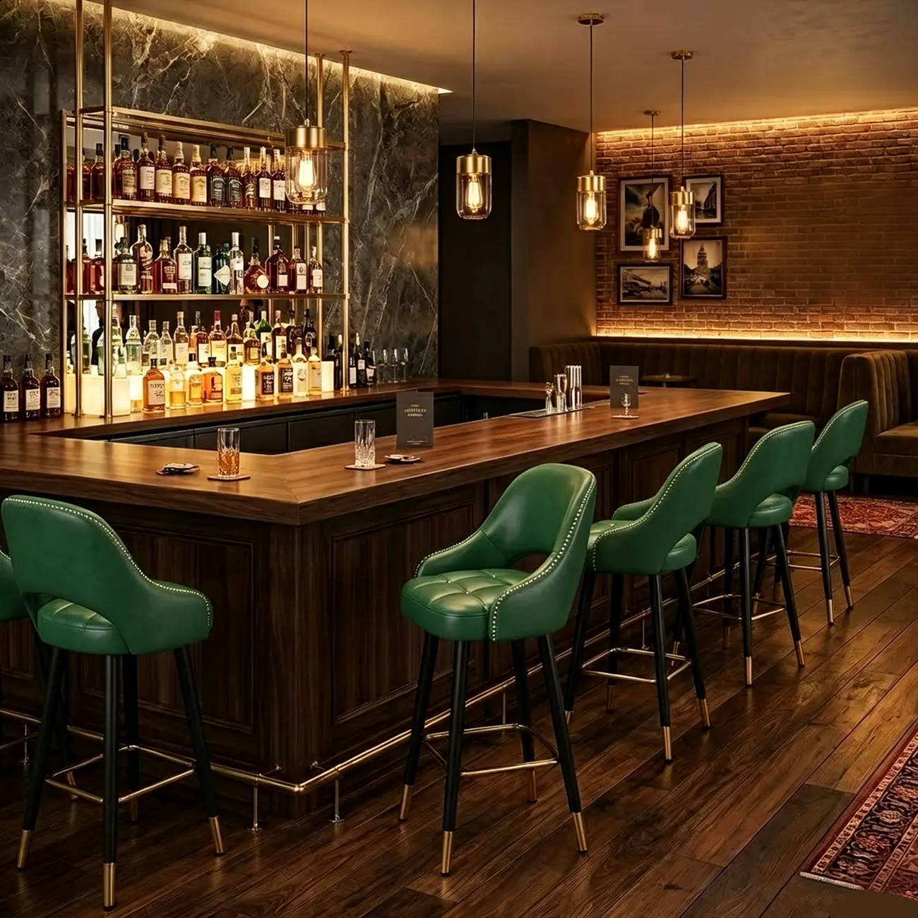 Modern Round Faux Leather Curved Back Bar Stools Image - 9 | homeyfad