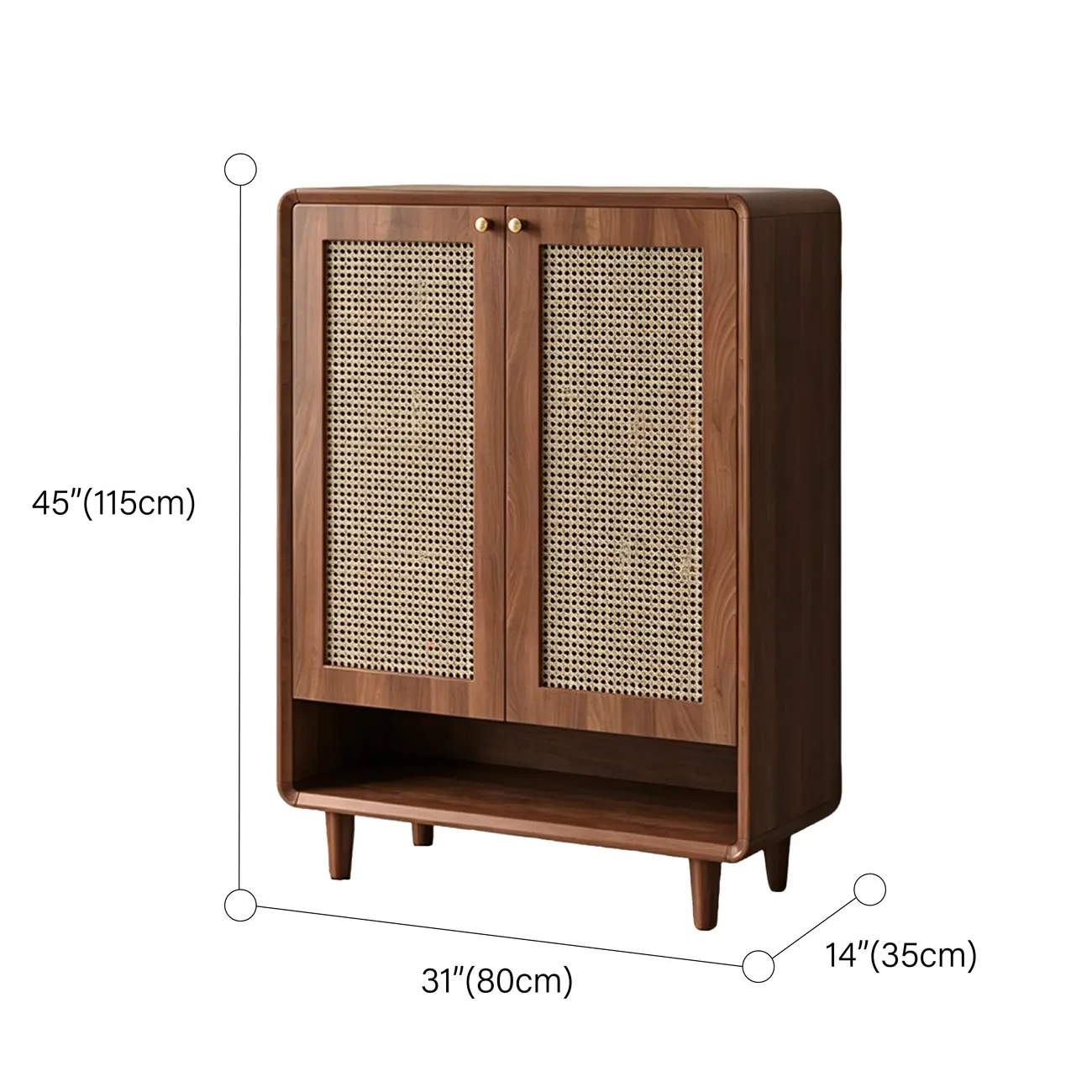 Walnut Wooden Freestanding Entryway Shoe Cabinet With Adjustable Shelves #size | homeyfad