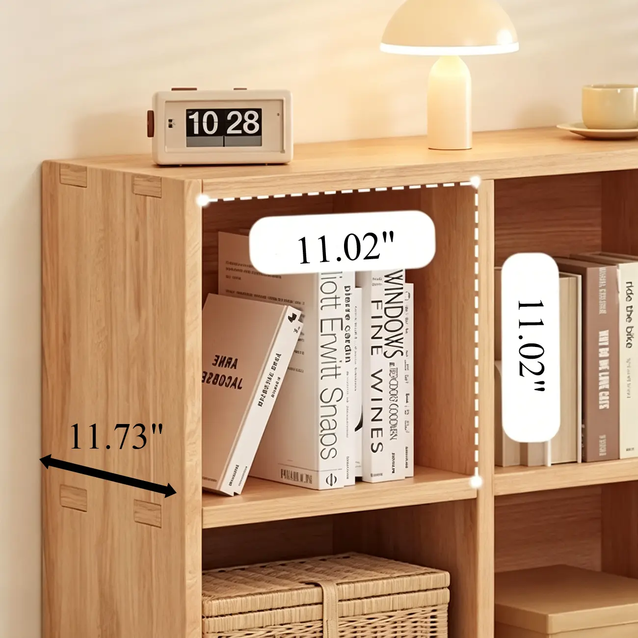 Natural Wood Horizontal Bookcase Cube Organizer Image - 7 | homeyfad