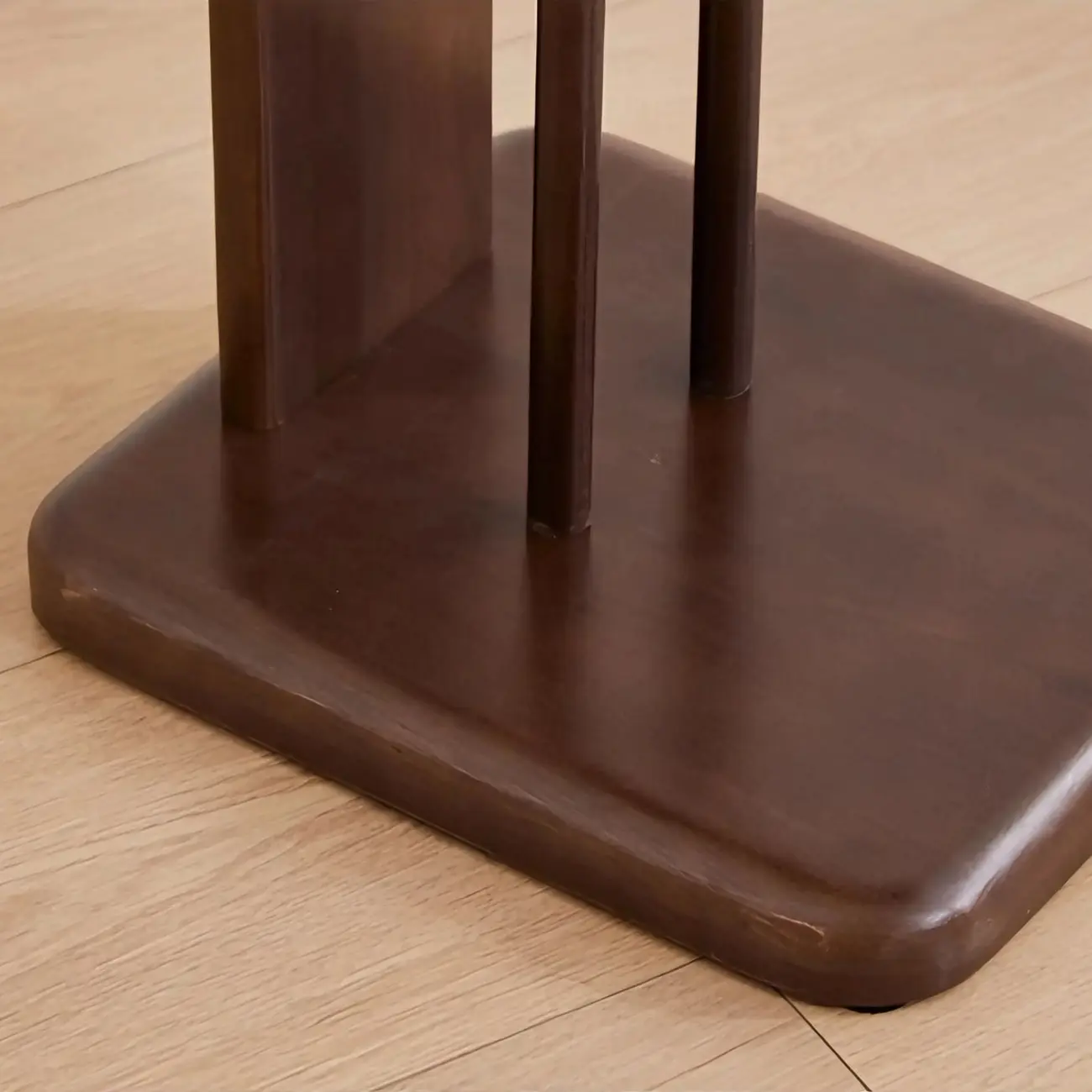 Slim Natural Wooden C-Shaped Sofa Side Table with Storage Image - 8 | homeyfad