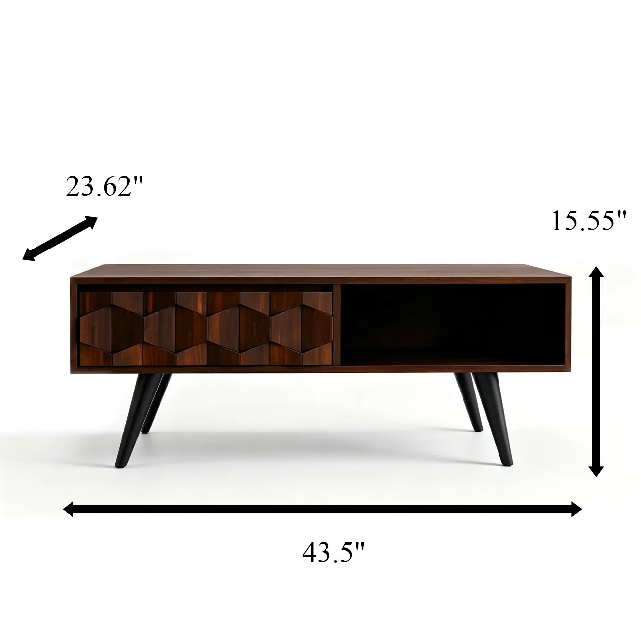 Mid-Century Modern Brown Wood Coffee Table with Drawers #size | homeyfad
