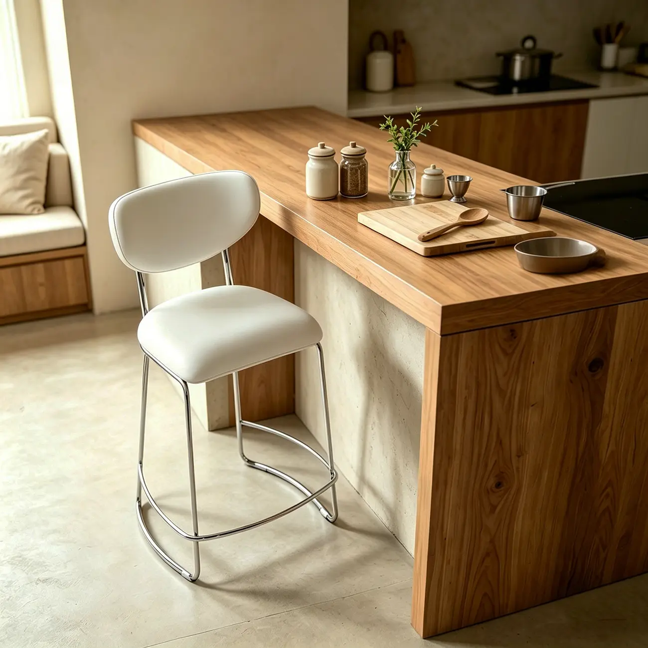 Minimalist Upholstered Counter & Bar Stool with Back Image - 8 | homeyfad