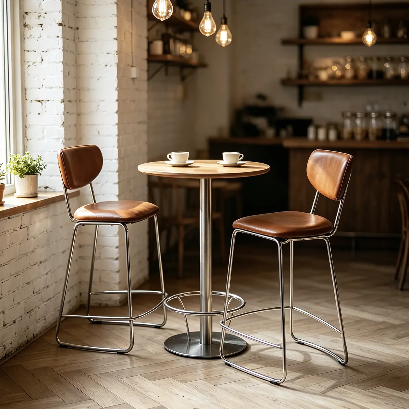 Minimalist Upholstered Counter & Bar Stool with Back Image - 2 | homeyfad