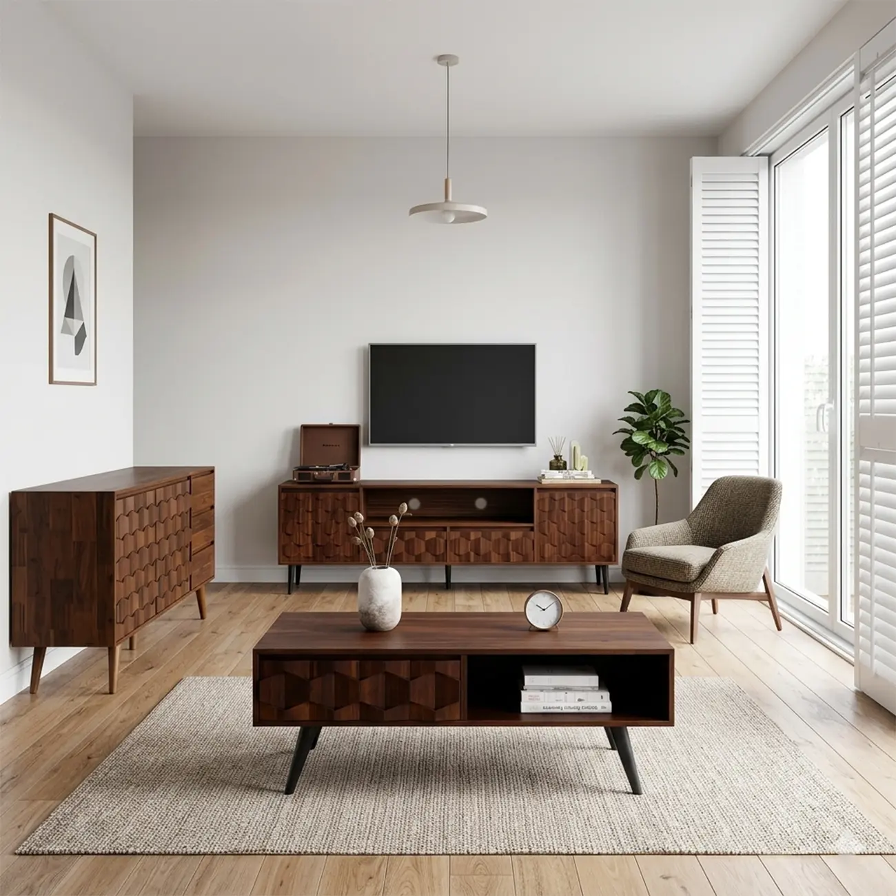 Mid-Century Modern Brown Wood Coffee Table with Drawers Image - 10 | homeyfad