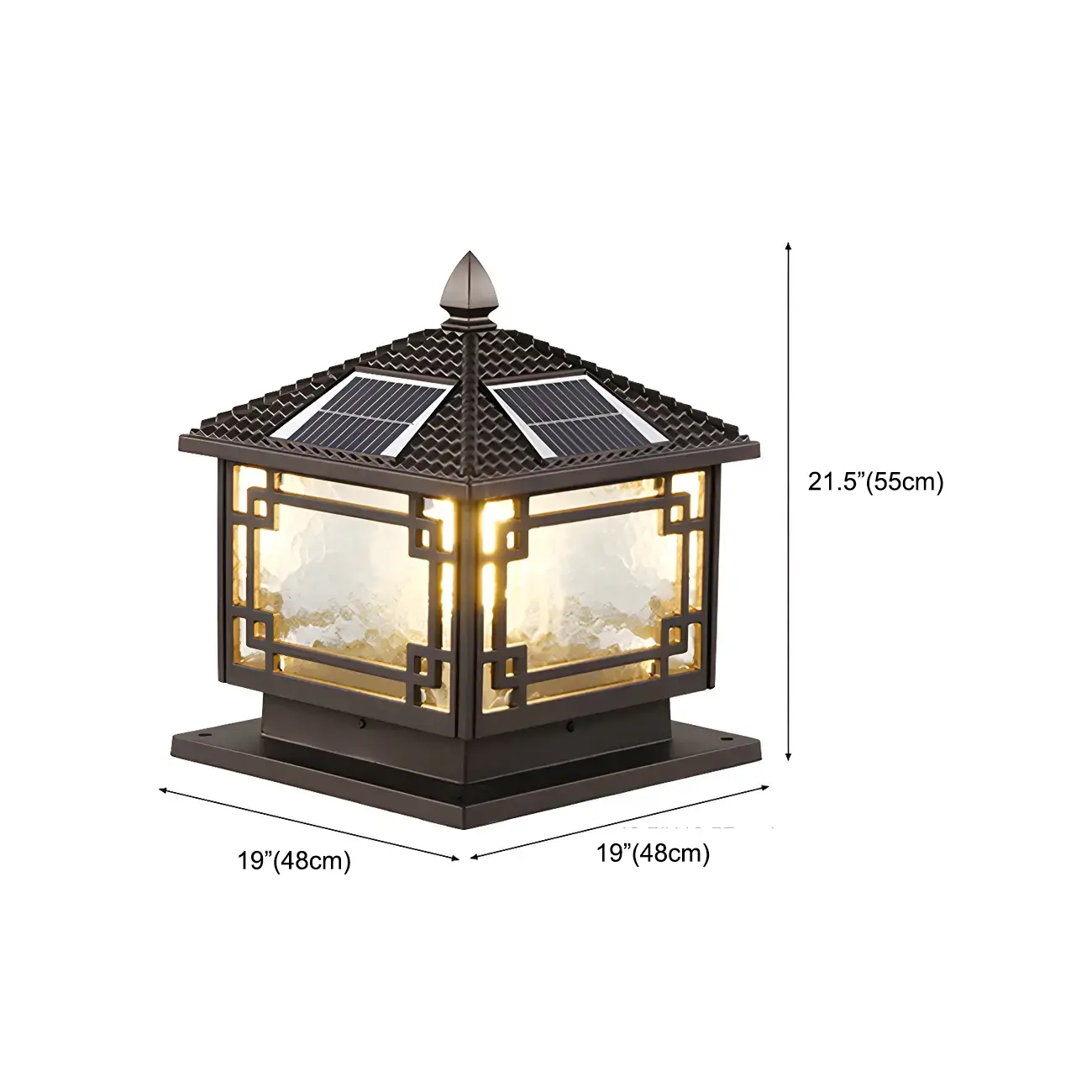 Oriental Traditional Black Solar Outdoor Post Lights Image - 14 | homeyfad