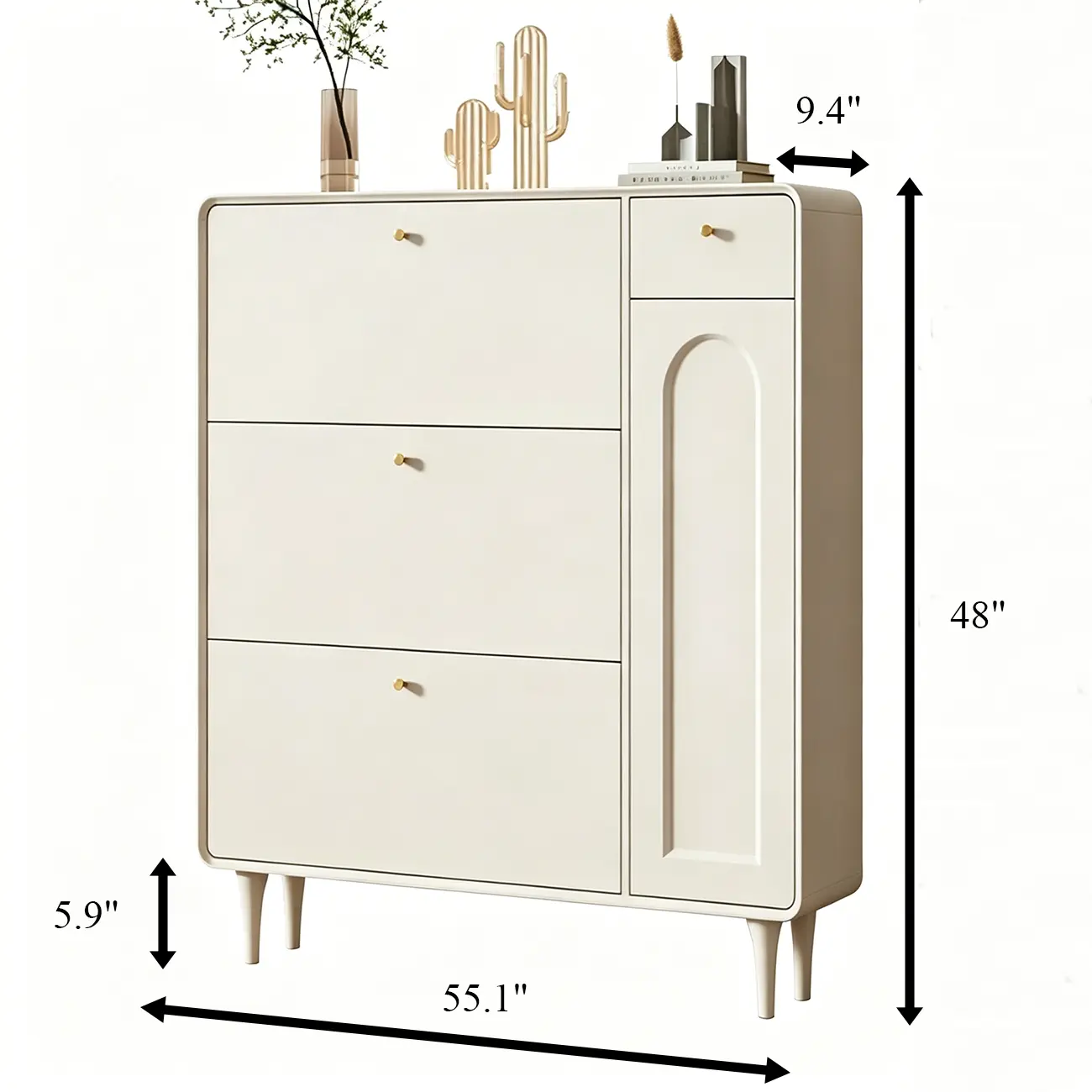 Beige Wood Entryway Shoe Cabinet with Hidden Storage Image - 17 | homeyfad
