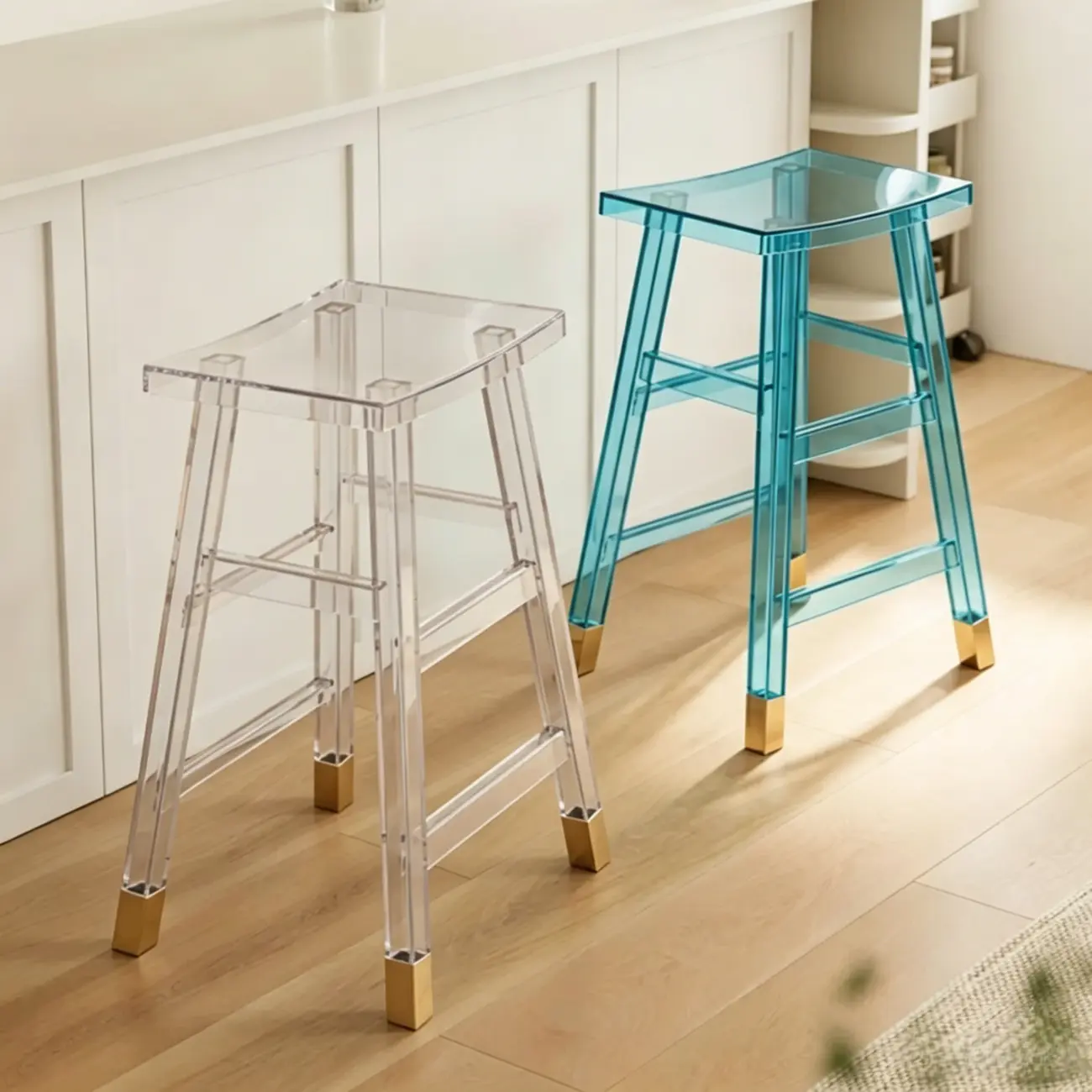 Saddle Acrylic Counter Height Backless Bar Stools Image - 1 | homeyfad