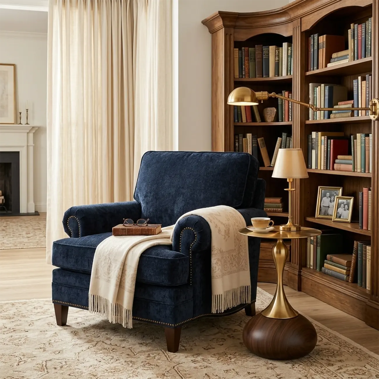Glam Gold Stone Round Side Table for Living Room Image - 5 | homeyfad