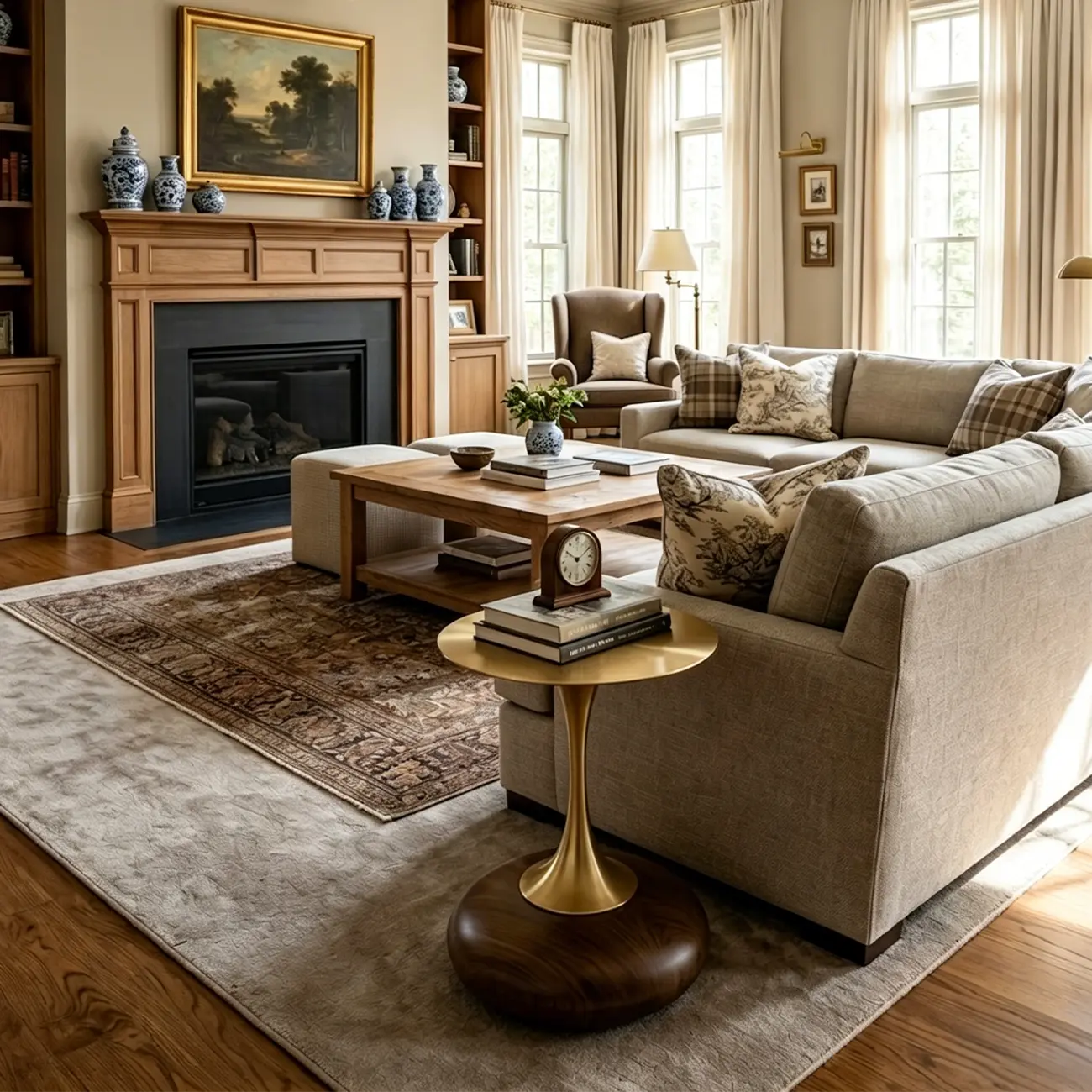 Glam Gold Stone Round Side Table for Living Room Image - 4 | homeyfad