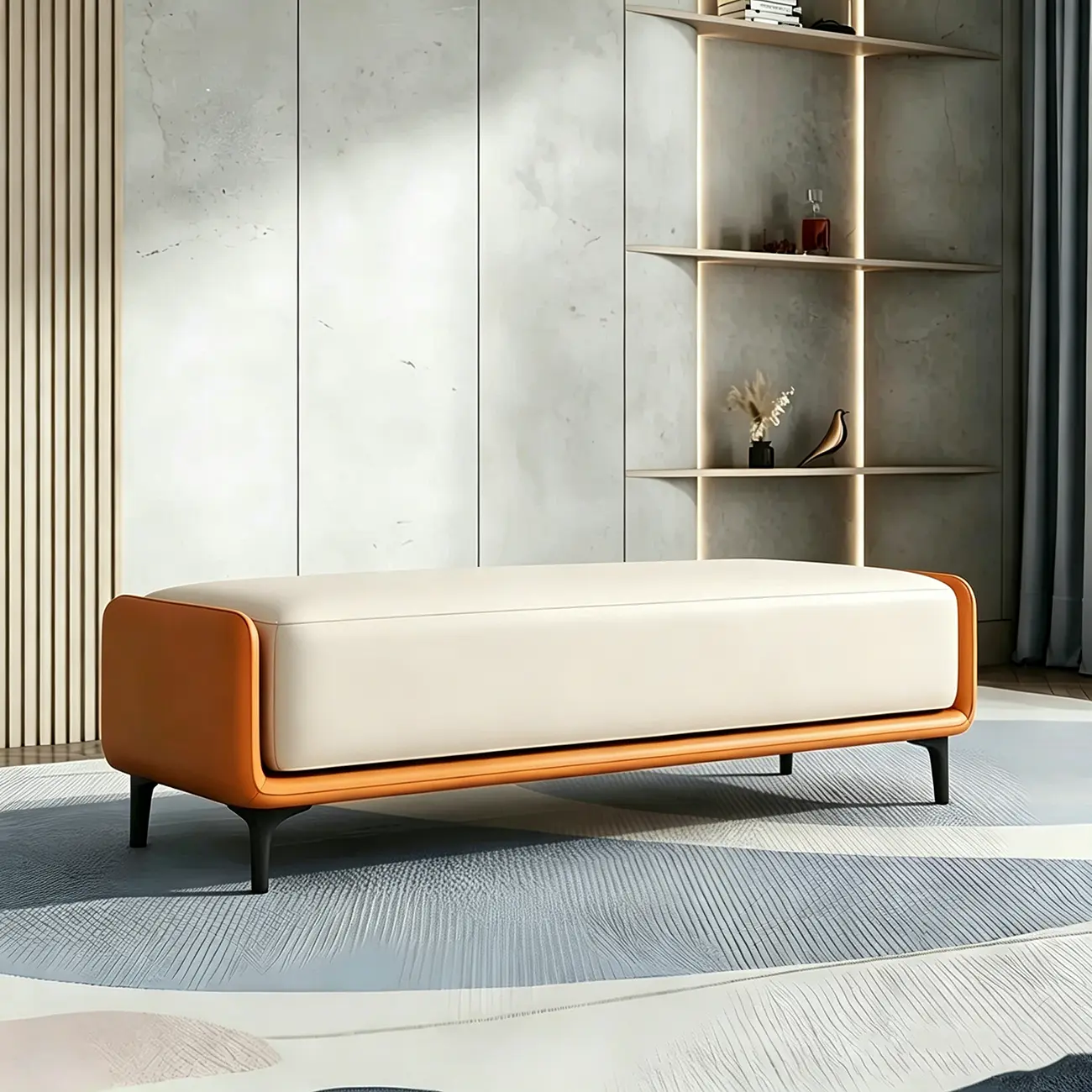 15" Wide Upholstered Rectangle Leather Bedroom Bench Image - 2 | homeyfad