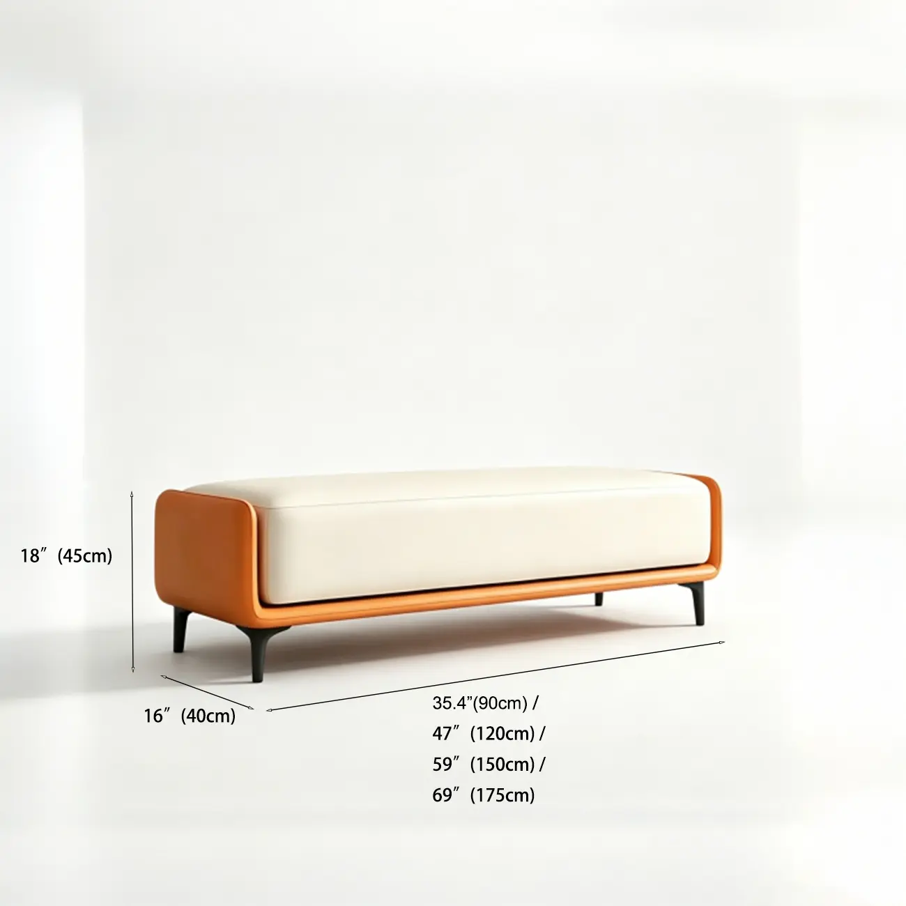 15" Wide Upholstered Rectangle Leather Bedroom Bench #size | homeyfad
