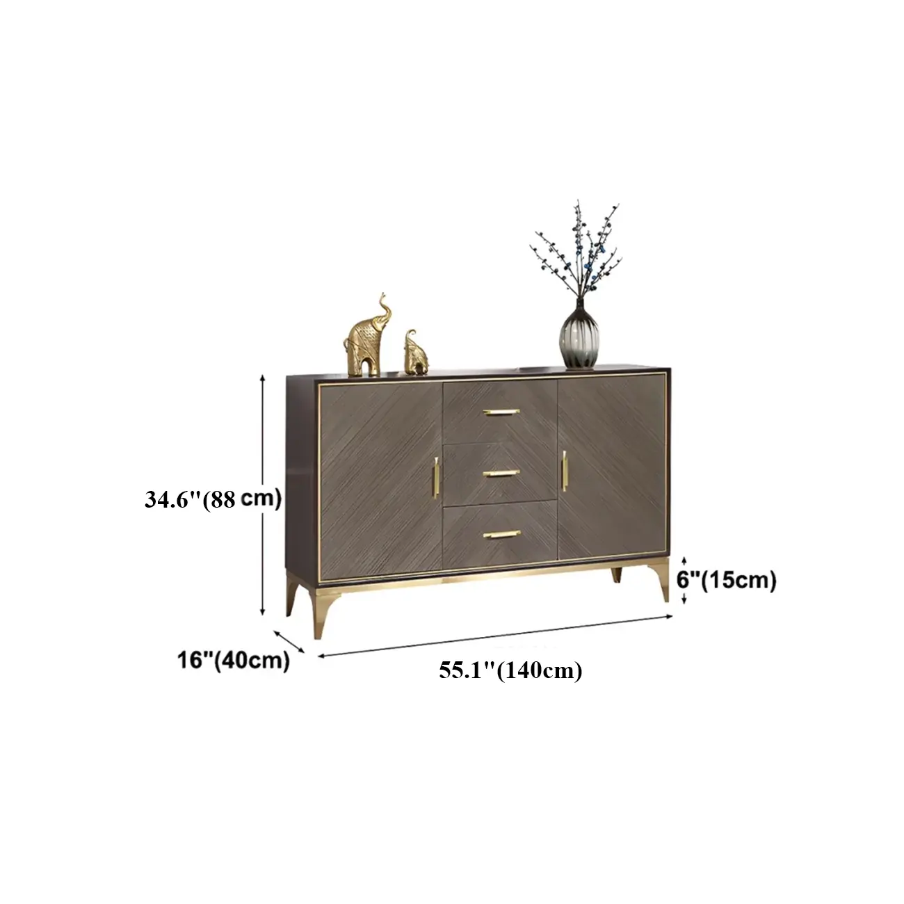 Glam Wooden Sideboard with Drawers & Adjustable Shelves Image - 18 | homeyfad