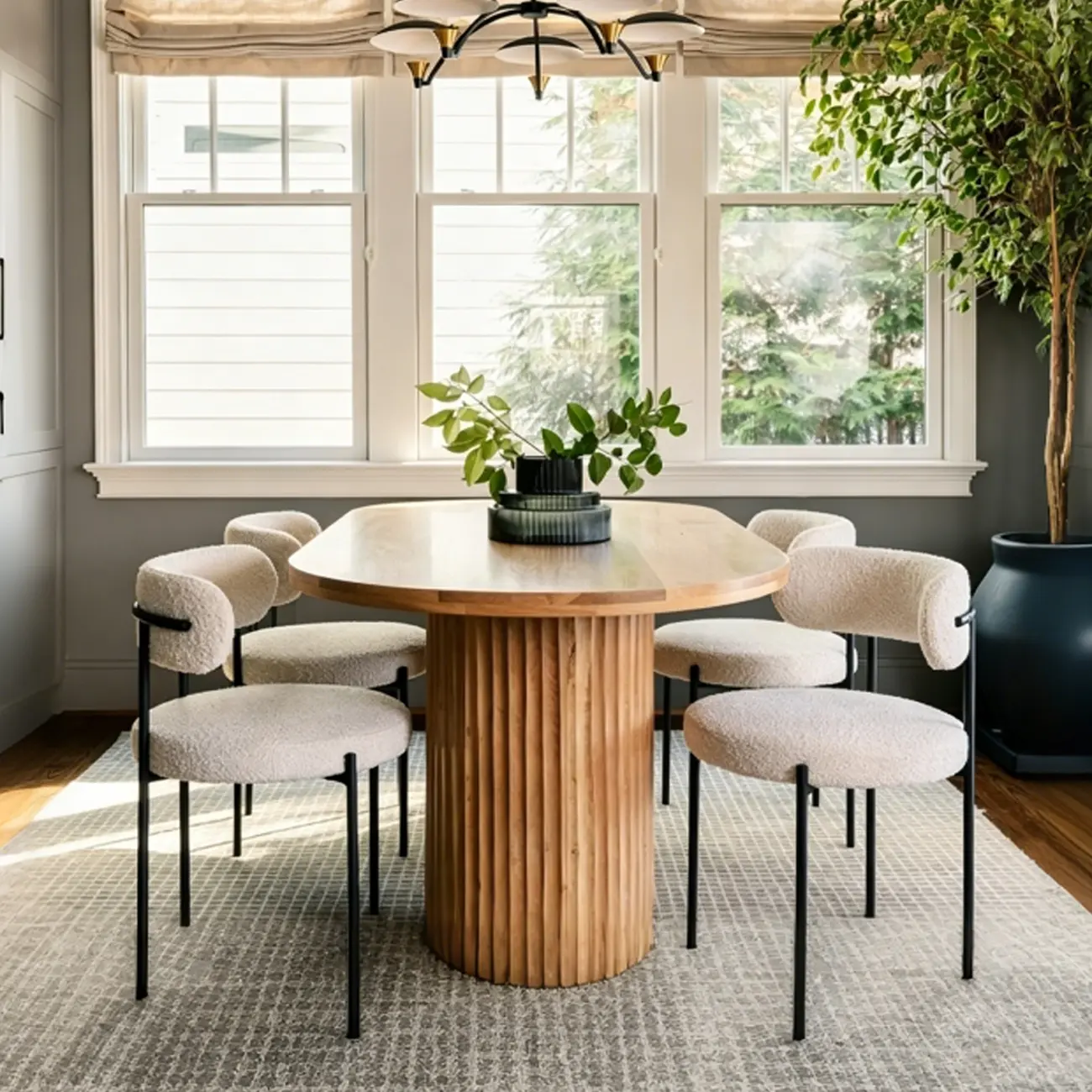 Minimalist White Curved Back Buncle Dining Chairs With Metal Frame Image - 11 | homeyfad