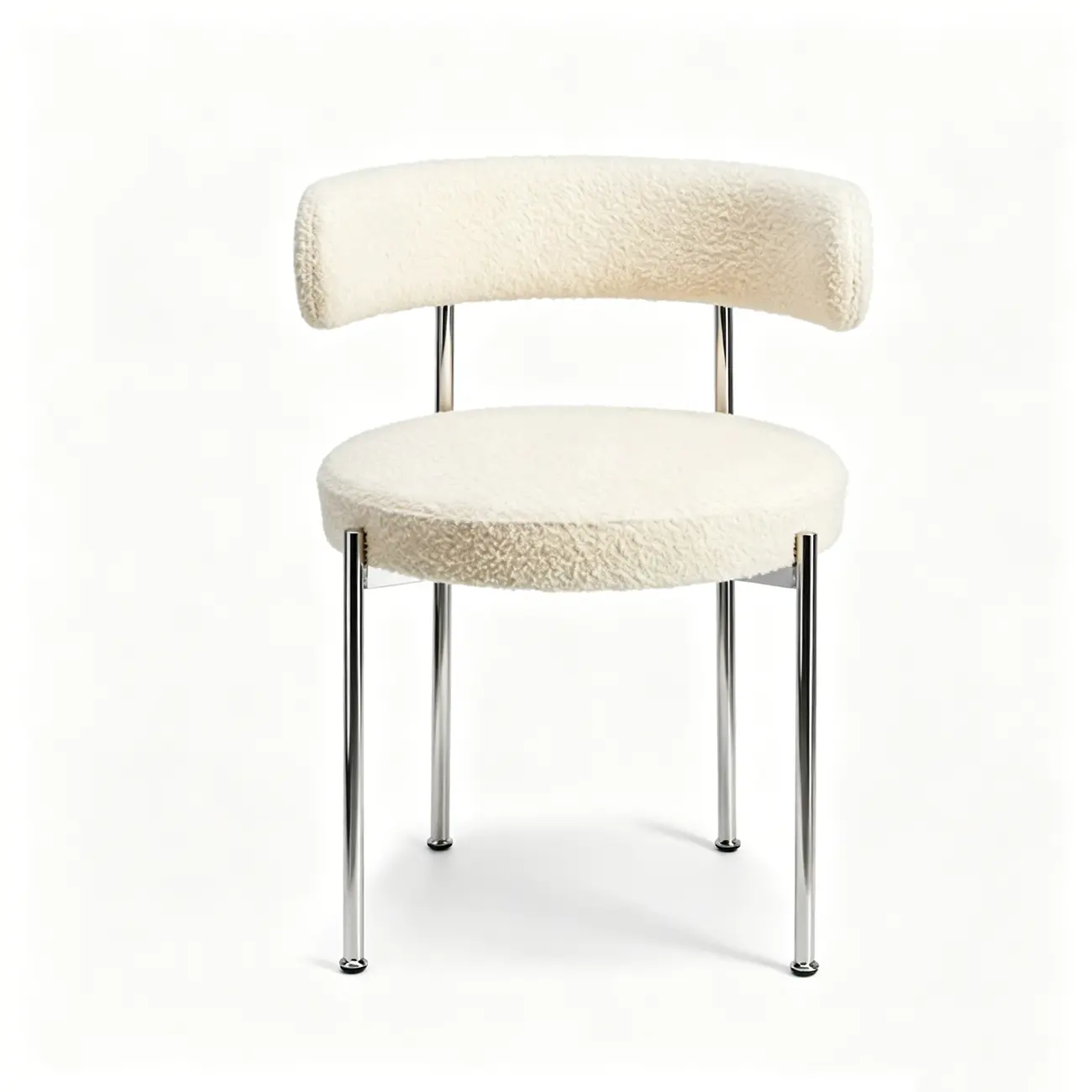 Minimalist White Curved Back Buncle Dining Chairs With Metal Frame Image - 19 | homeyfad