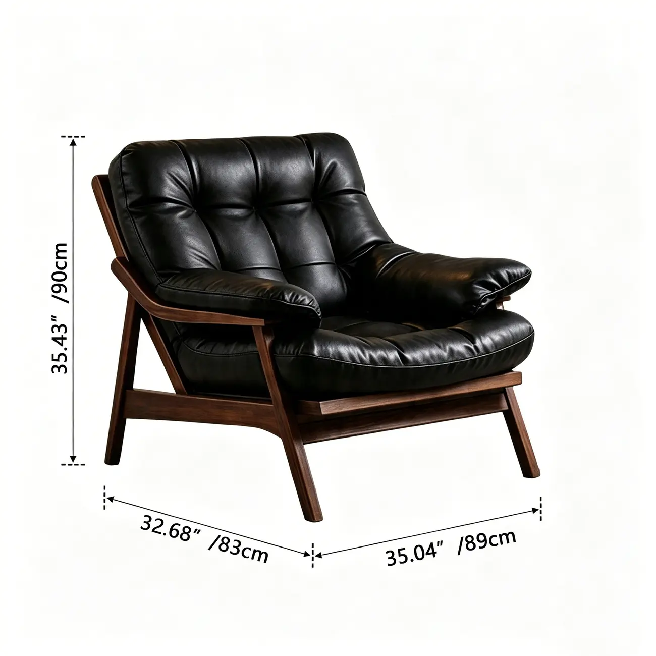 Mid-Century Modern Button-Tufted Leather Accent Chair #size | homeyfad
