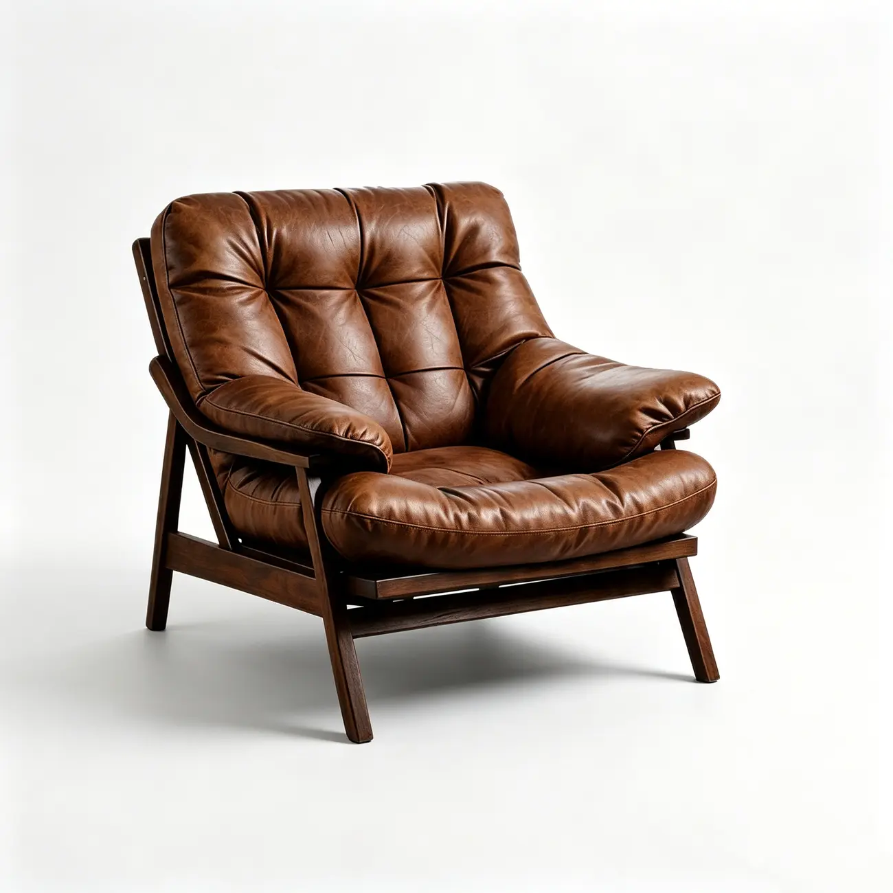 Mid-Century Modern Button-Tufted Leather Accent Chair Image - 9 | homeyfad