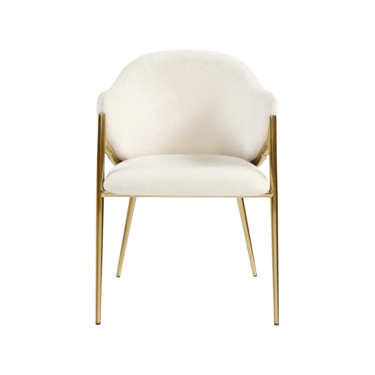 Contemporary Boucle Upholstered Dining Chair With Gold Finish Image - 11 | homeyfad