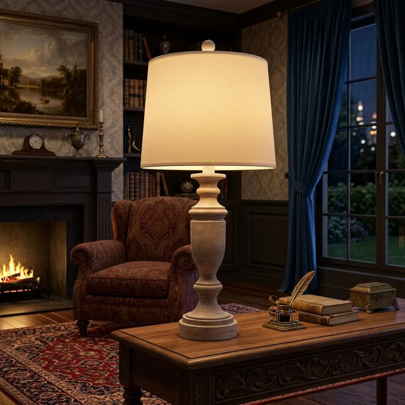 Vintage Farmhouse Touch Control Table Lamp with Fabric Shade Image - 3 | homeyfad