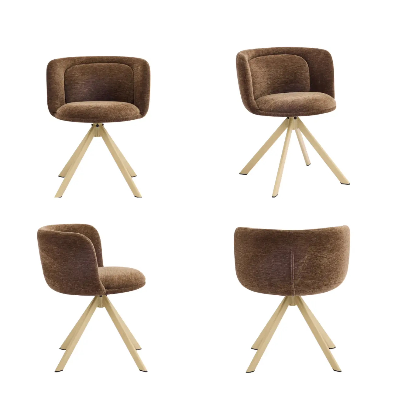 Modern Low Back Chenille Fabric Swivel Dining Chairs Set of 2 Image - 6 | homeyfad