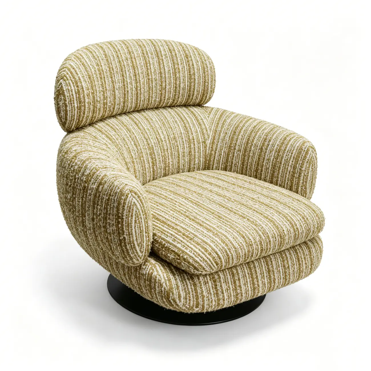 Modern Textured Upholstered 360° Swivel Accent Chair with Curved Back Image - 9 | homeyfad